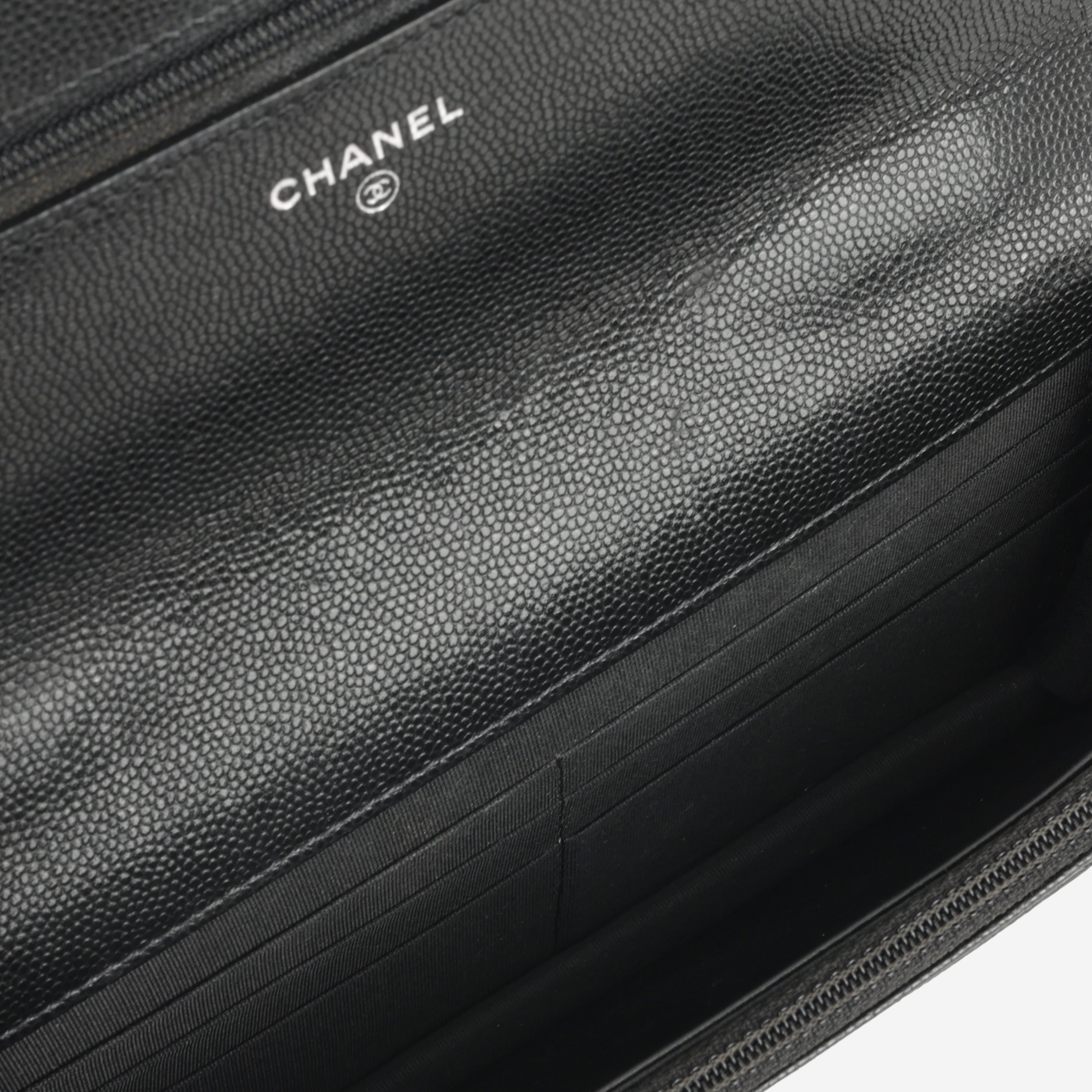Chanel Seasonal Wallet On Chain - So Black Caviar