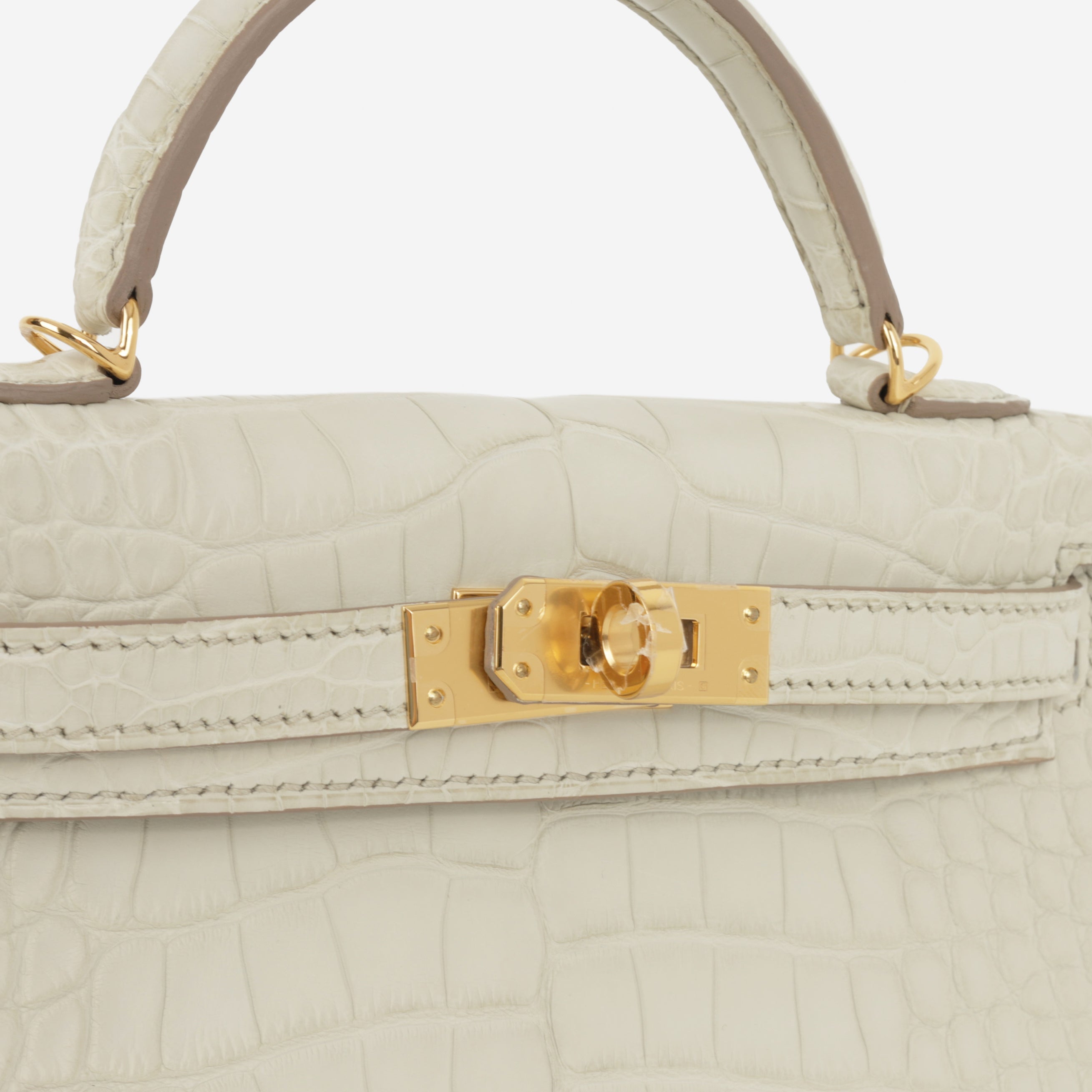 Hermès Mini Kelly - Beton Alligator Mississippiensis | Gold Hardware