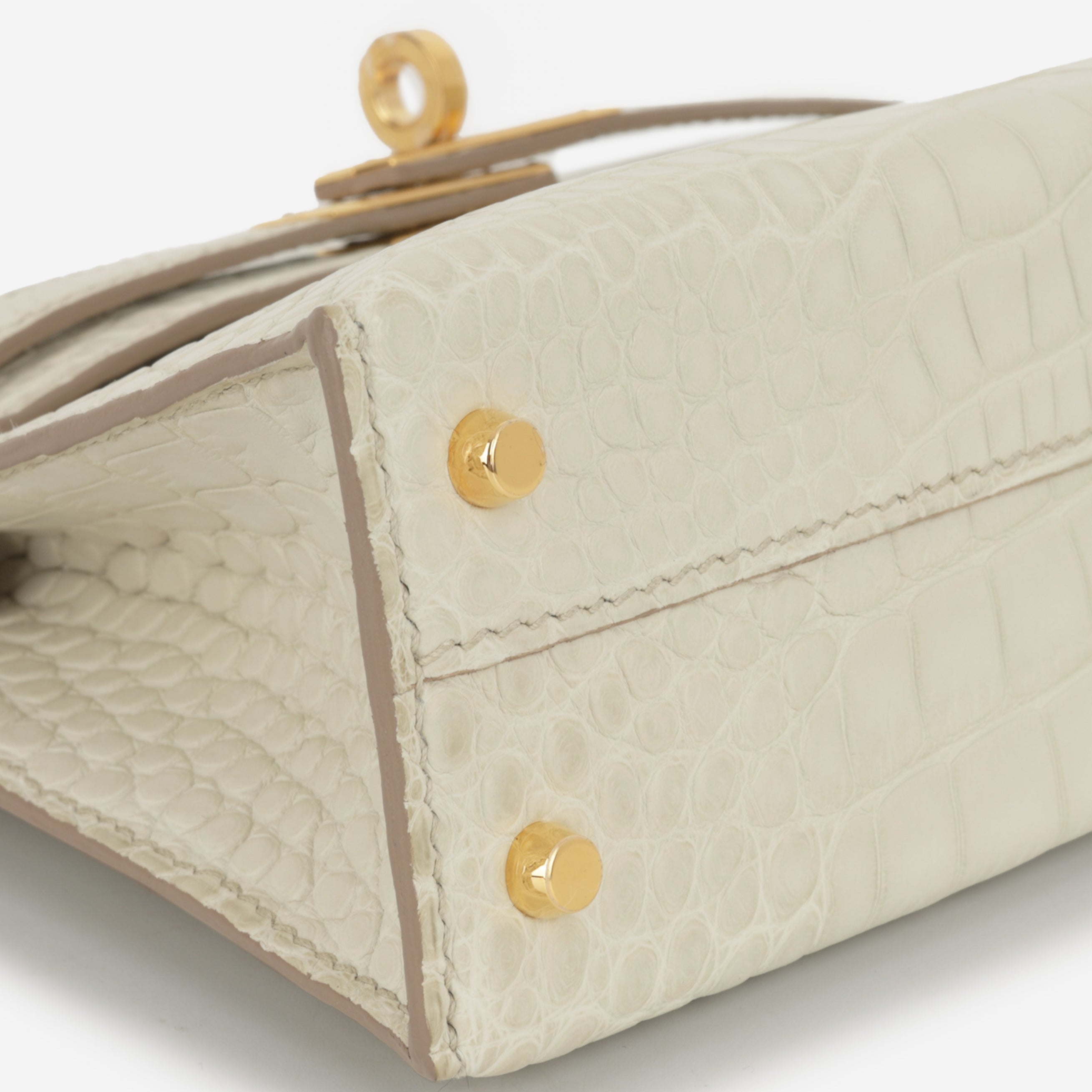 Hermès Mini Kelly - Beton Alligator Mississippiensis | Gold Hardware