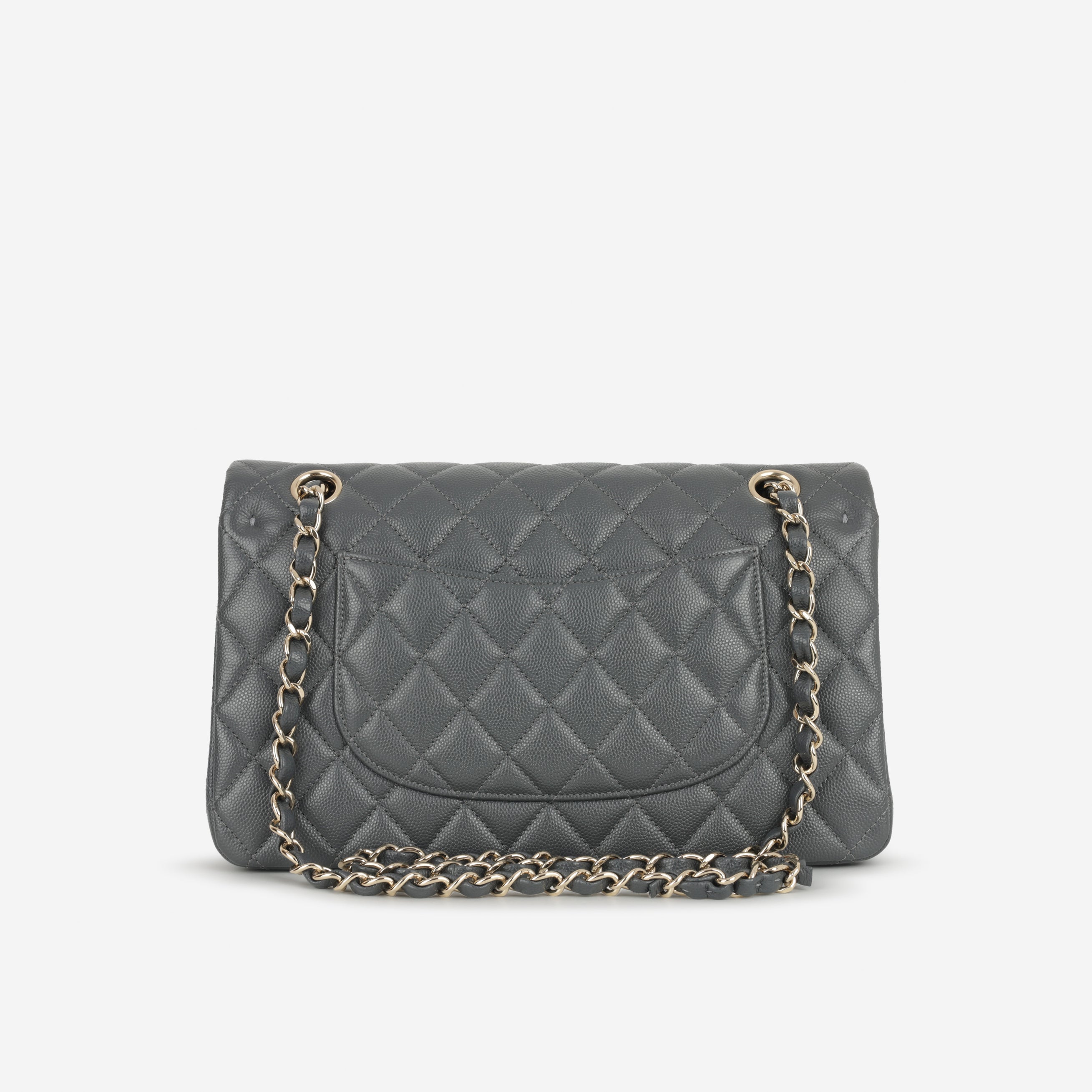 Chanel Medium Classic Flap - Grey Caviar | Champagne Gold Hardware