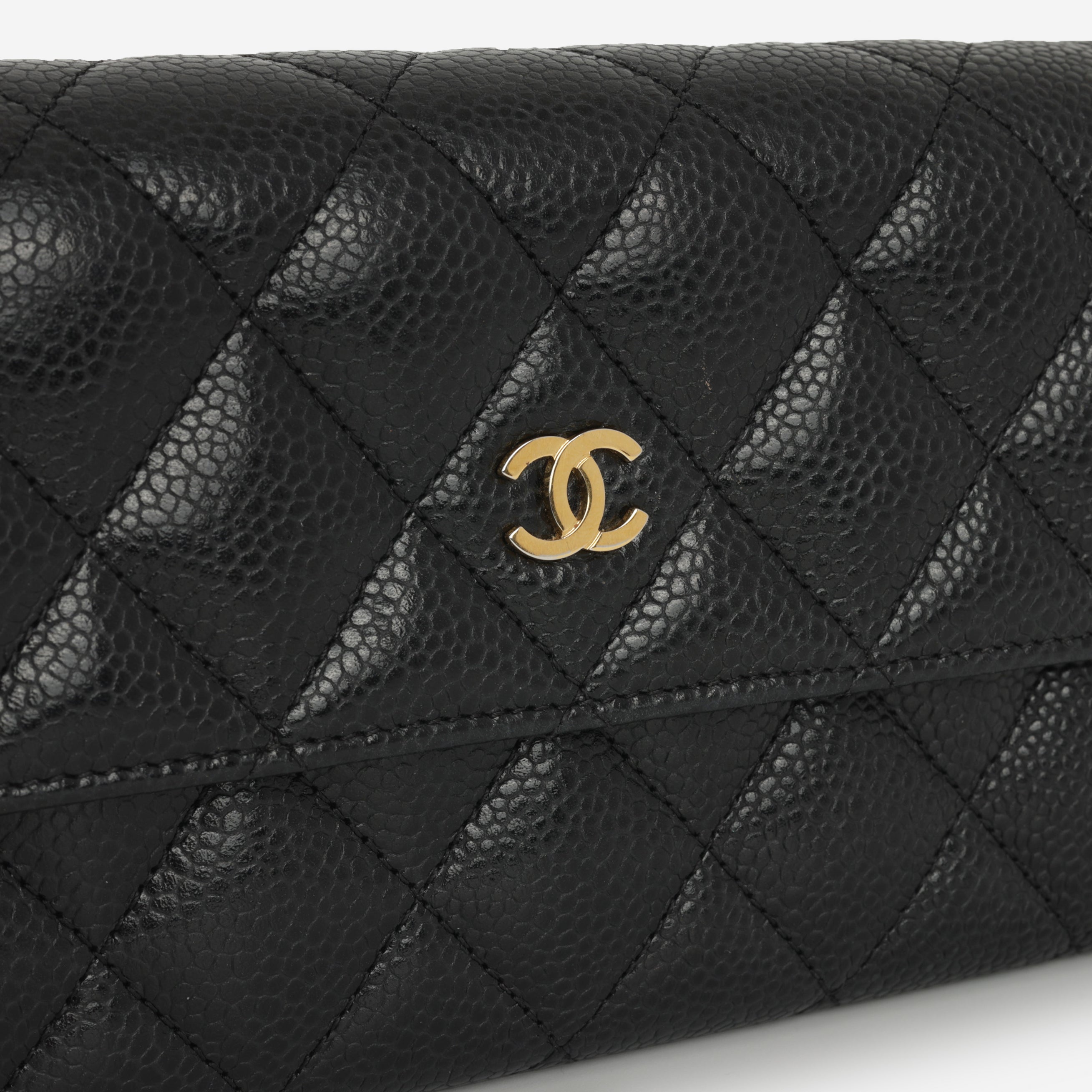 Chanel Long Classic Flap Wallet - Black Caviar | Gold Hardware