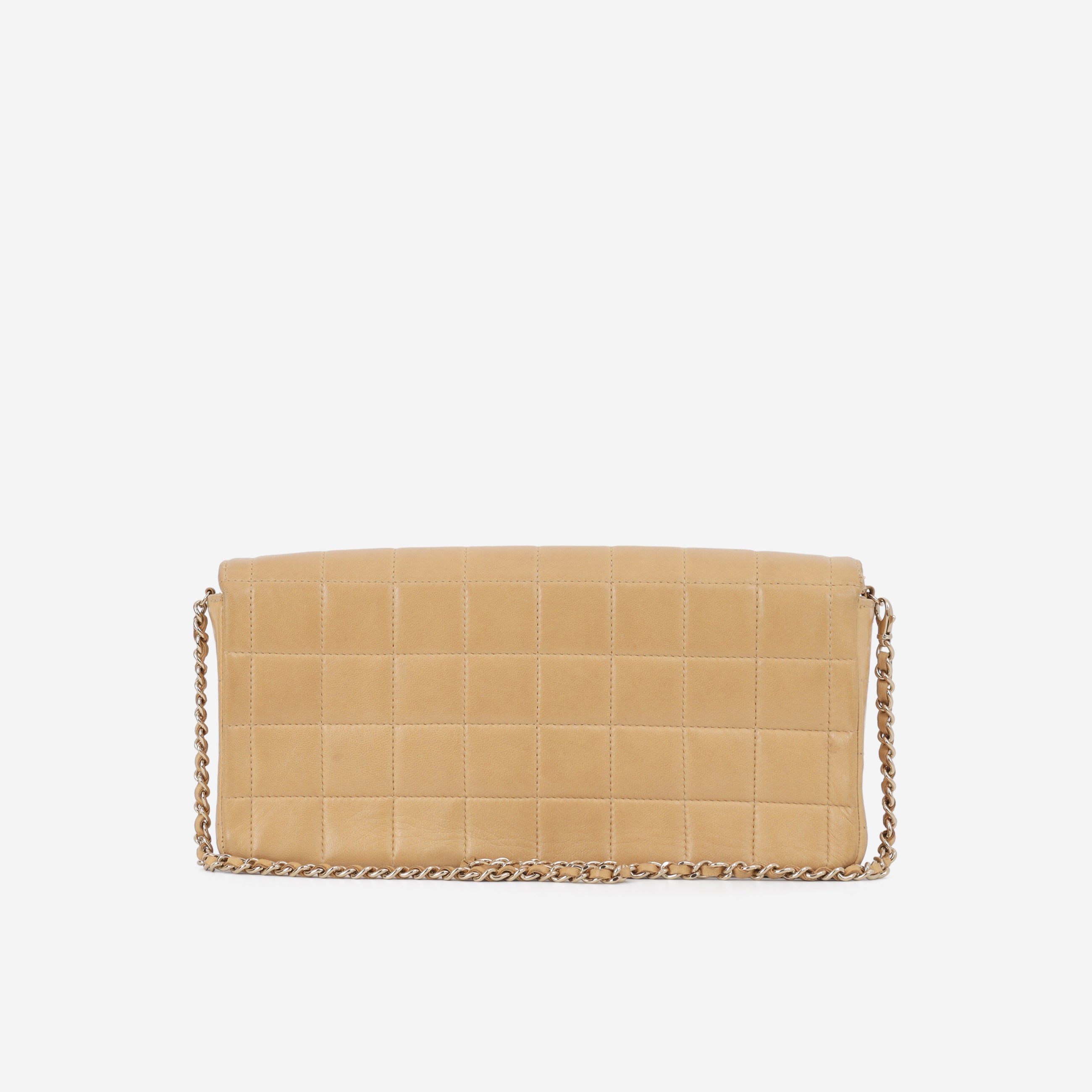 Chanel East West Chocolate Bar - Beige Lambskin | Gold Hardware