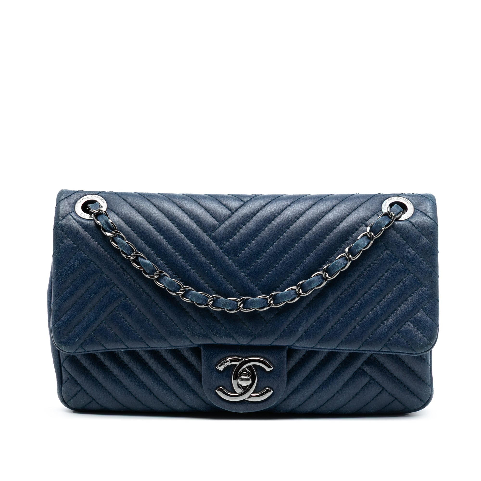 CC Crossing Flap Bag Chevron Lambskin Medium