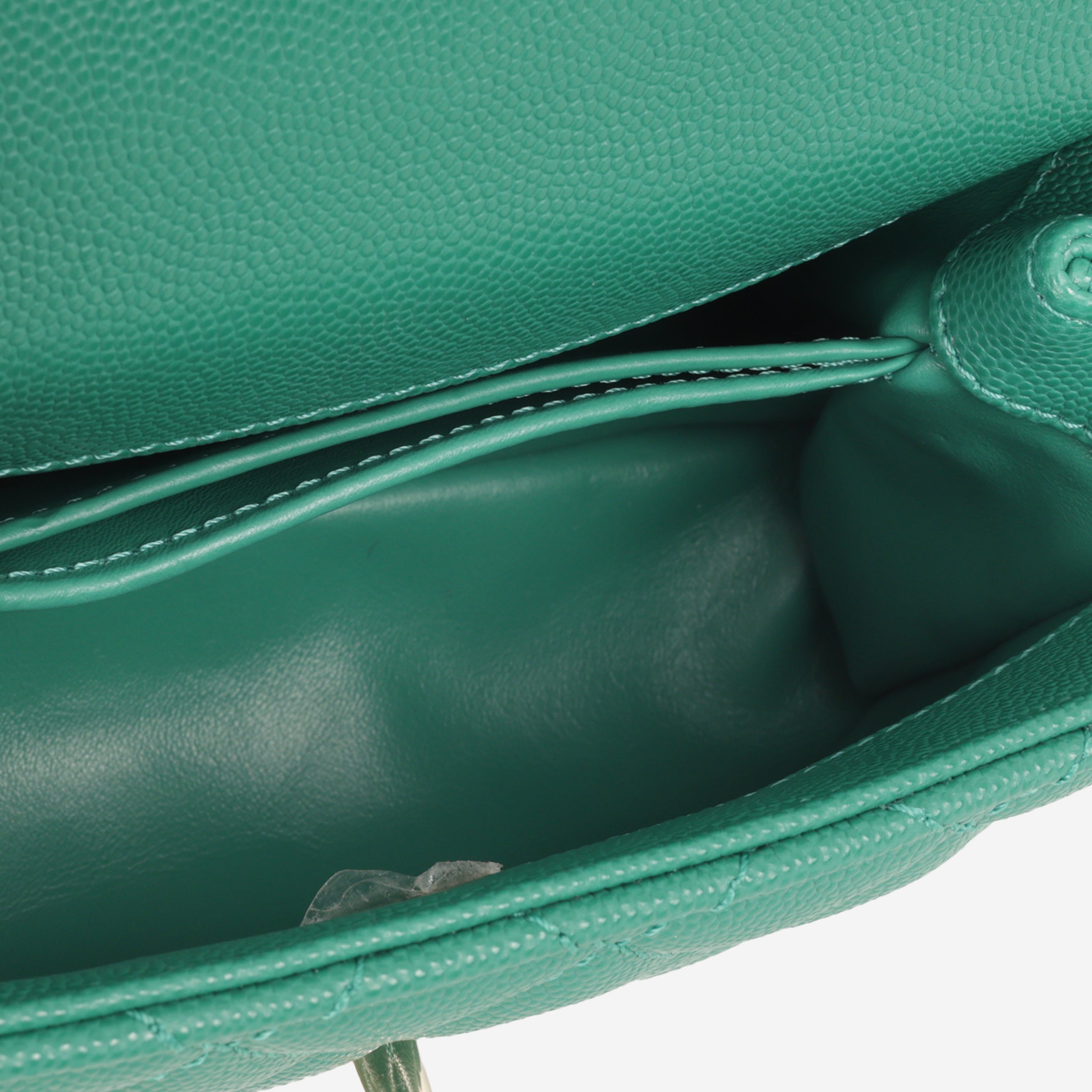 Chanel Small Coco Handle - Green Caviar | Champagne Gold Hardware