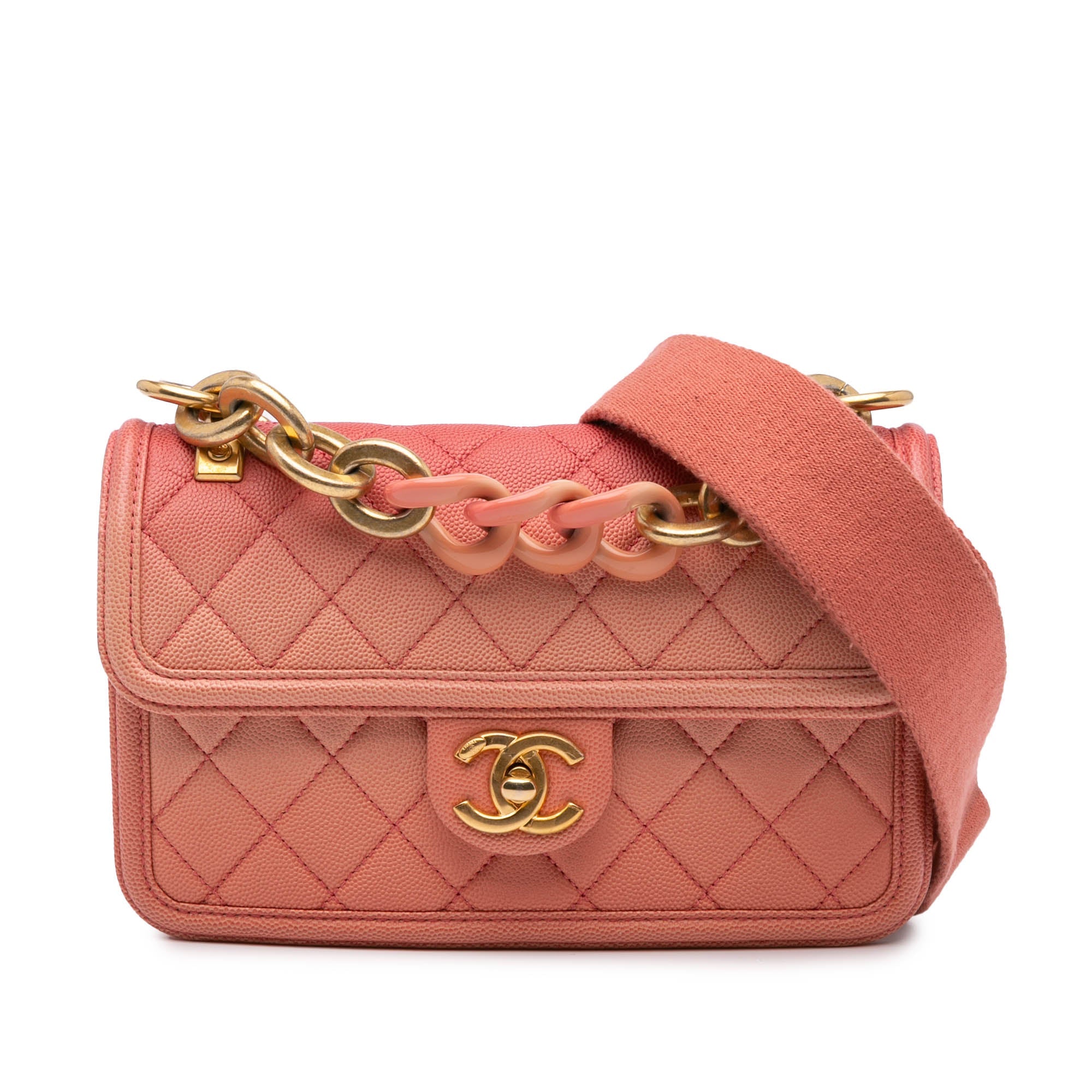 Sunset On The Sea Flap Bag Quilted Caviar Small