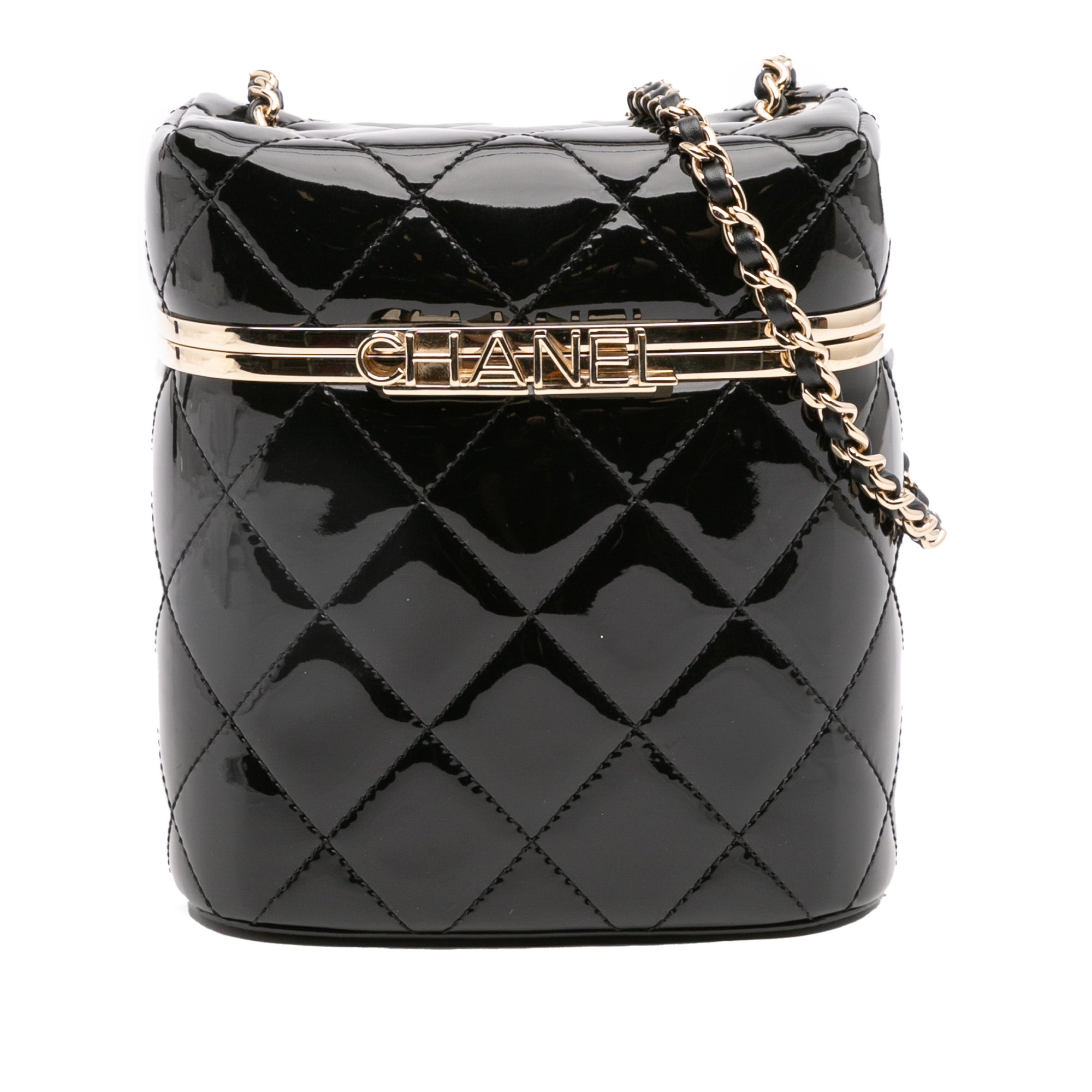 Vintage CC Chain Flap Bag Quilted Patent Small