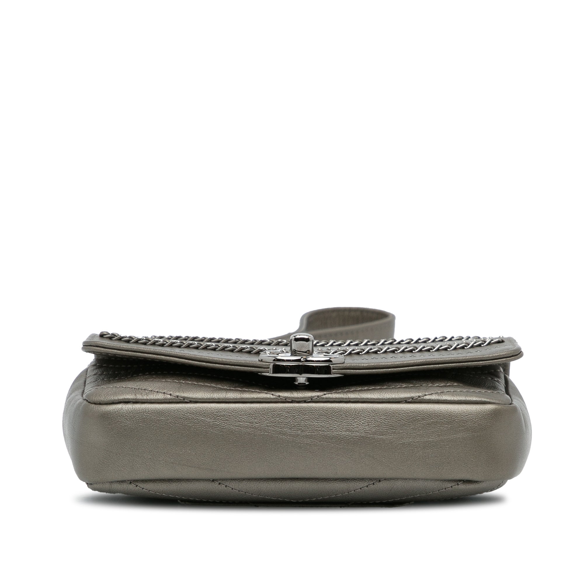 Envelope Square Chain Flap Bag Chevron Embellished Calfskin Mini