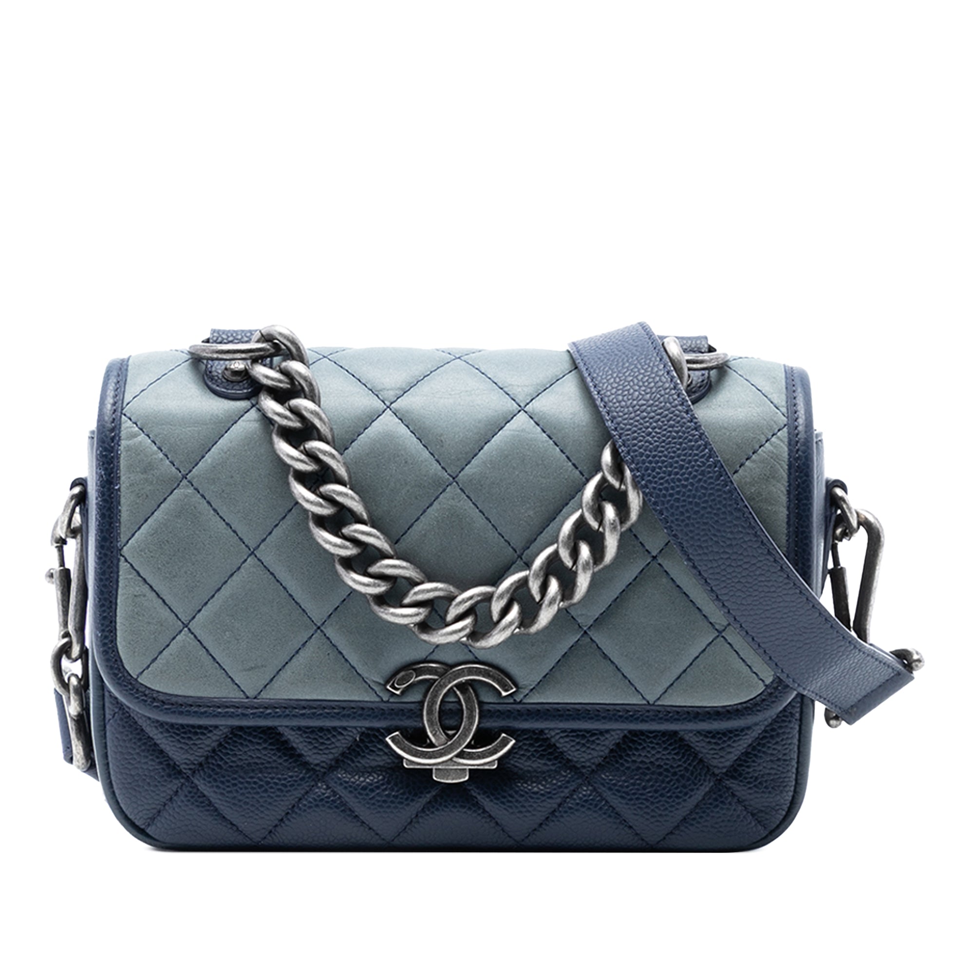 Daily Carry Messenger Bag Quilted Iridescent Calfskin and Caviar Medium