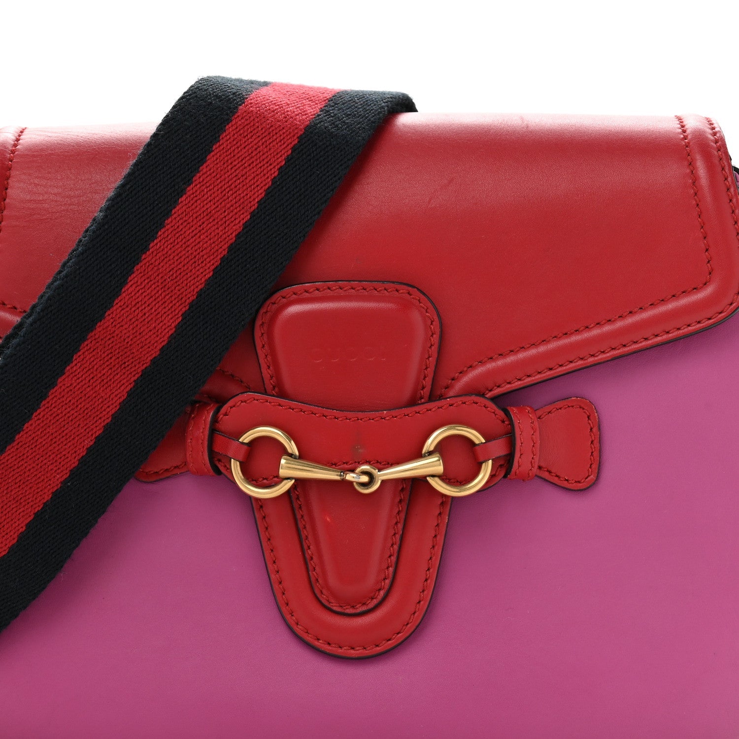 Calfskin Medium Lady Web Shoulder Bag New Rosette Hibiscus Red