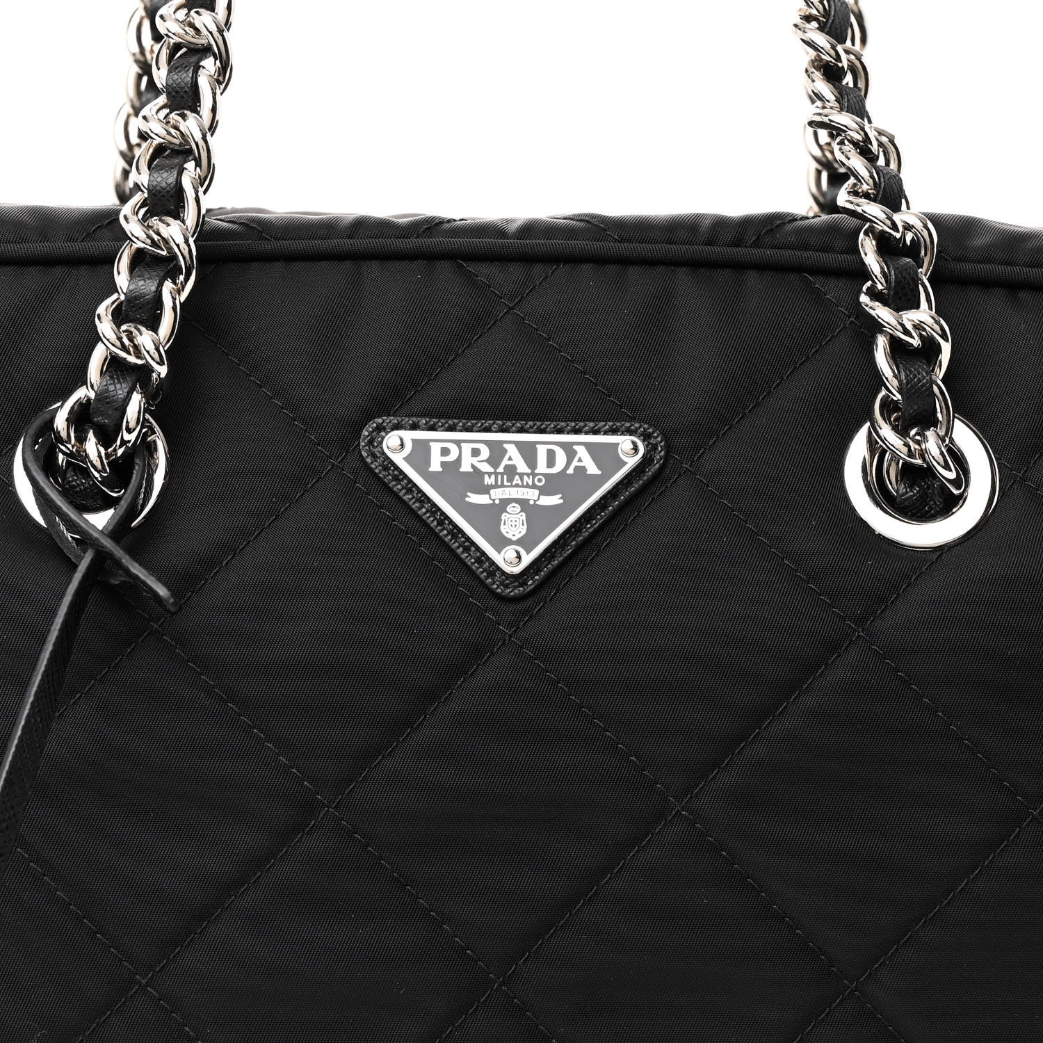 Nylon Tessuto Impuntu Quilted Shoulder Bag Black