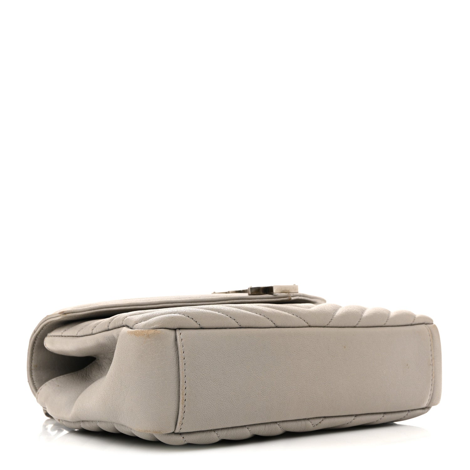 Sheepskin Matelasse Chevron Monogram Medium College Bag Light Grey