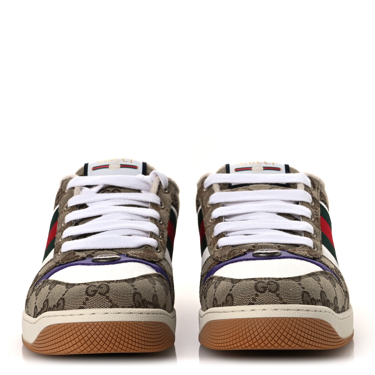 Calfskin Lame GG Monogram Web Mens Screener Sneakers 10