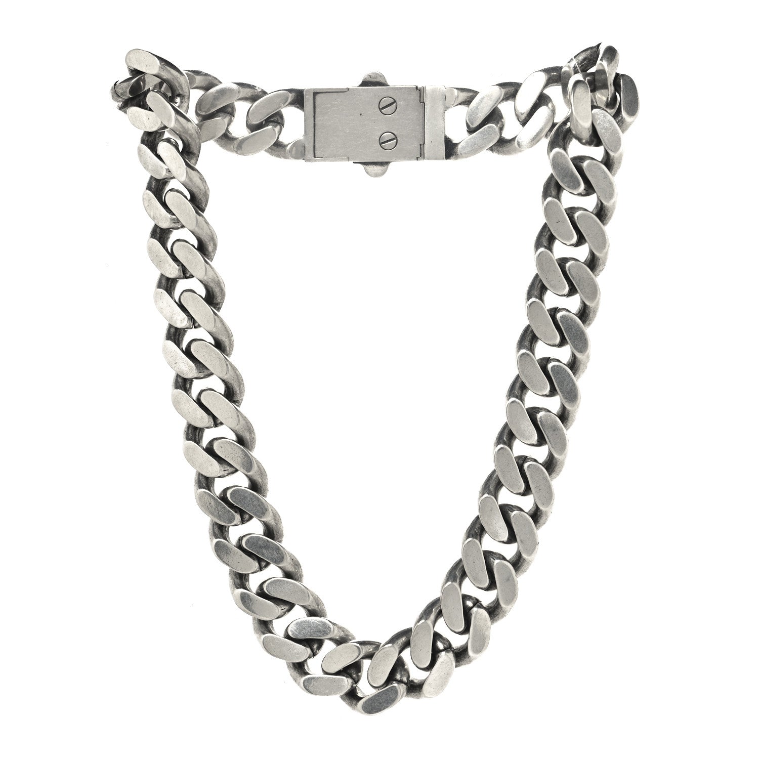 Metal Curb Chain Necklace Oxidized Silver