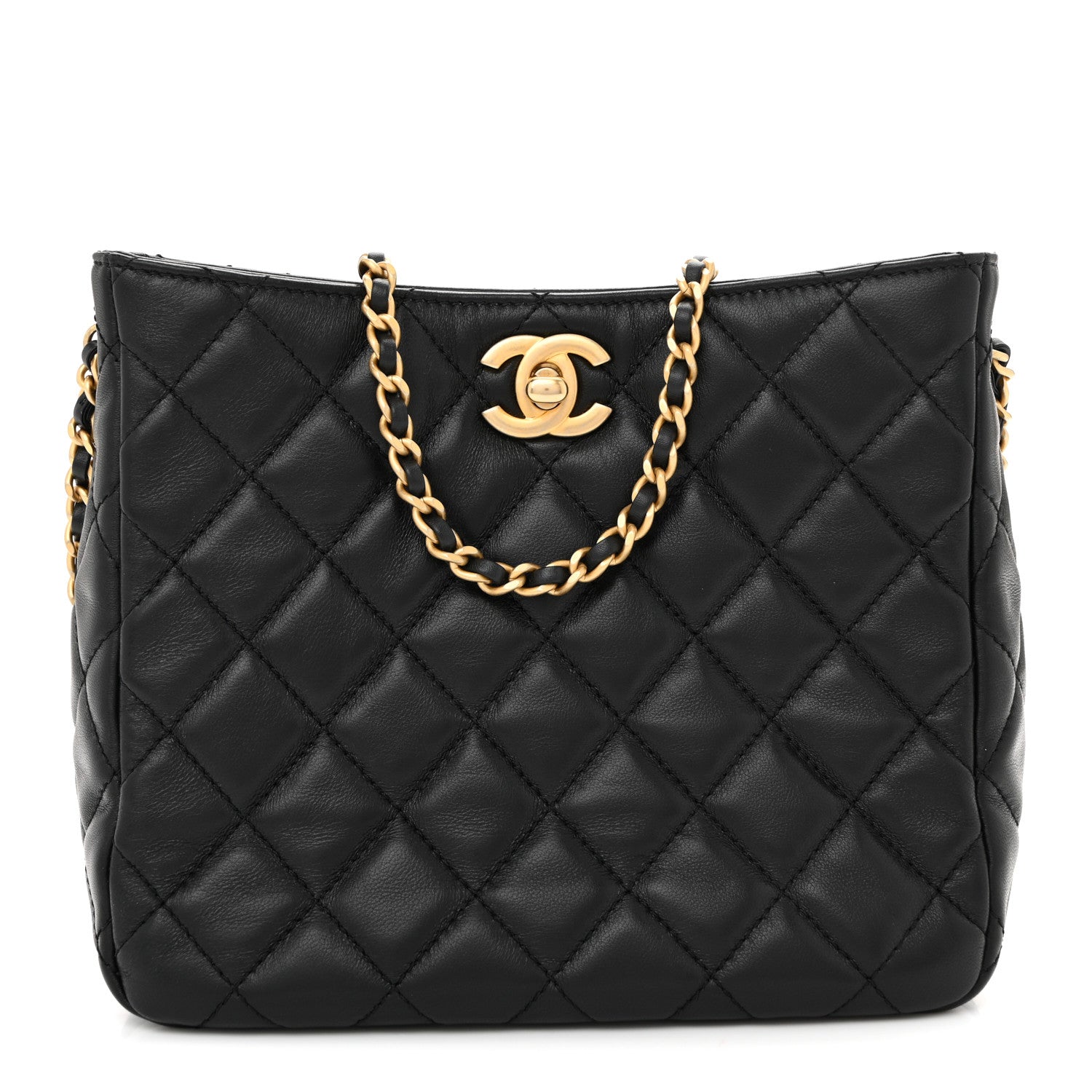 Lambskin Quilted Small Pearl Crush Hobo Black