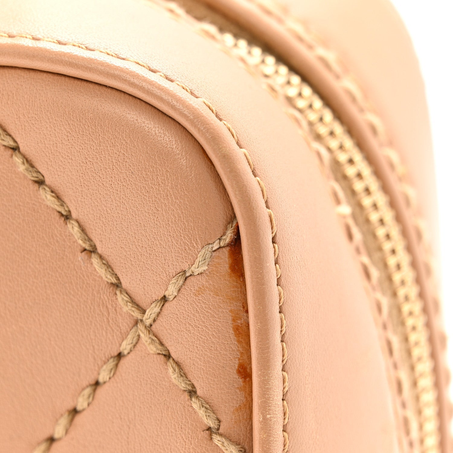 Calfskin Contrast Stitch Surpique Bowler Beige