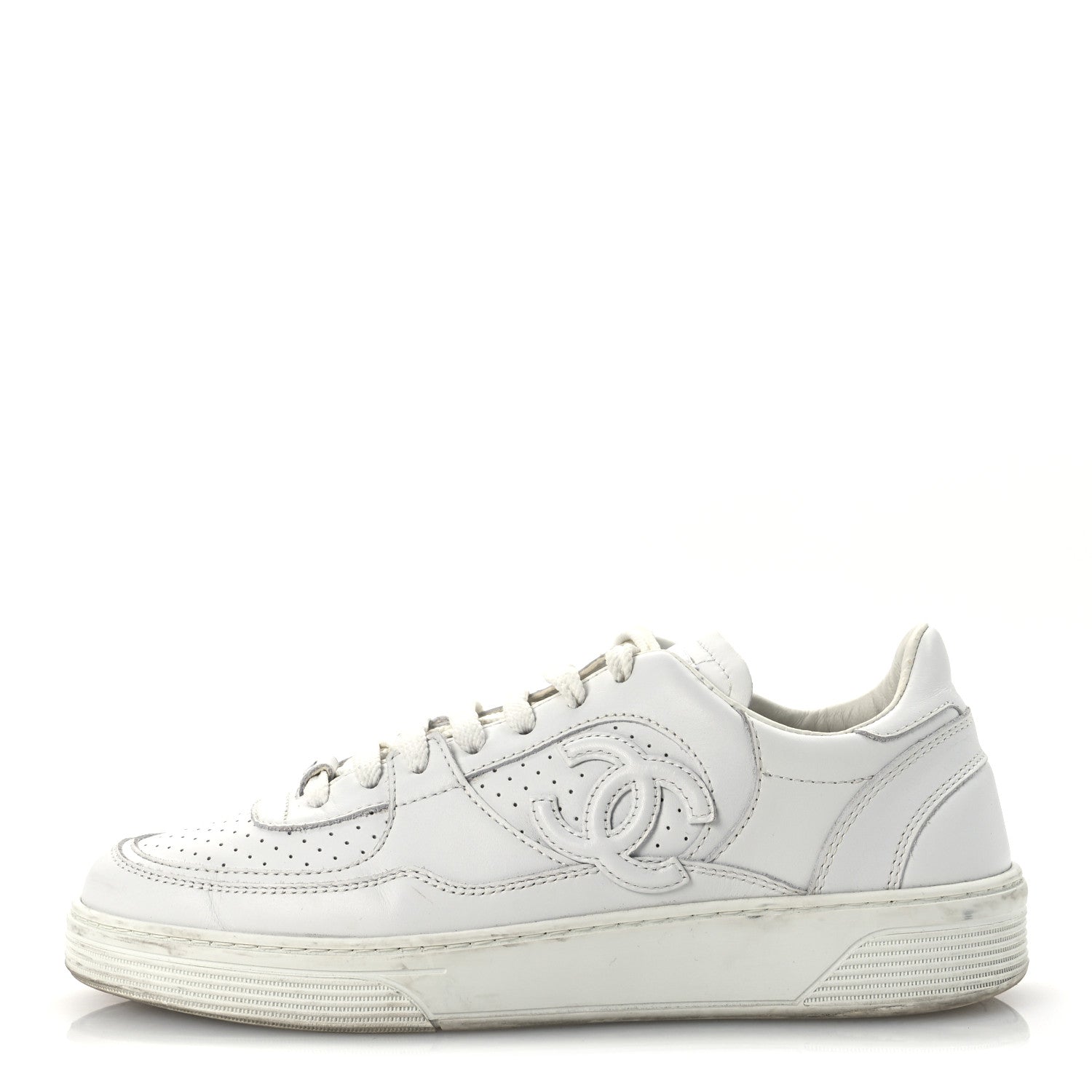 Calfskin Womens CC Sneakers 39.5 White