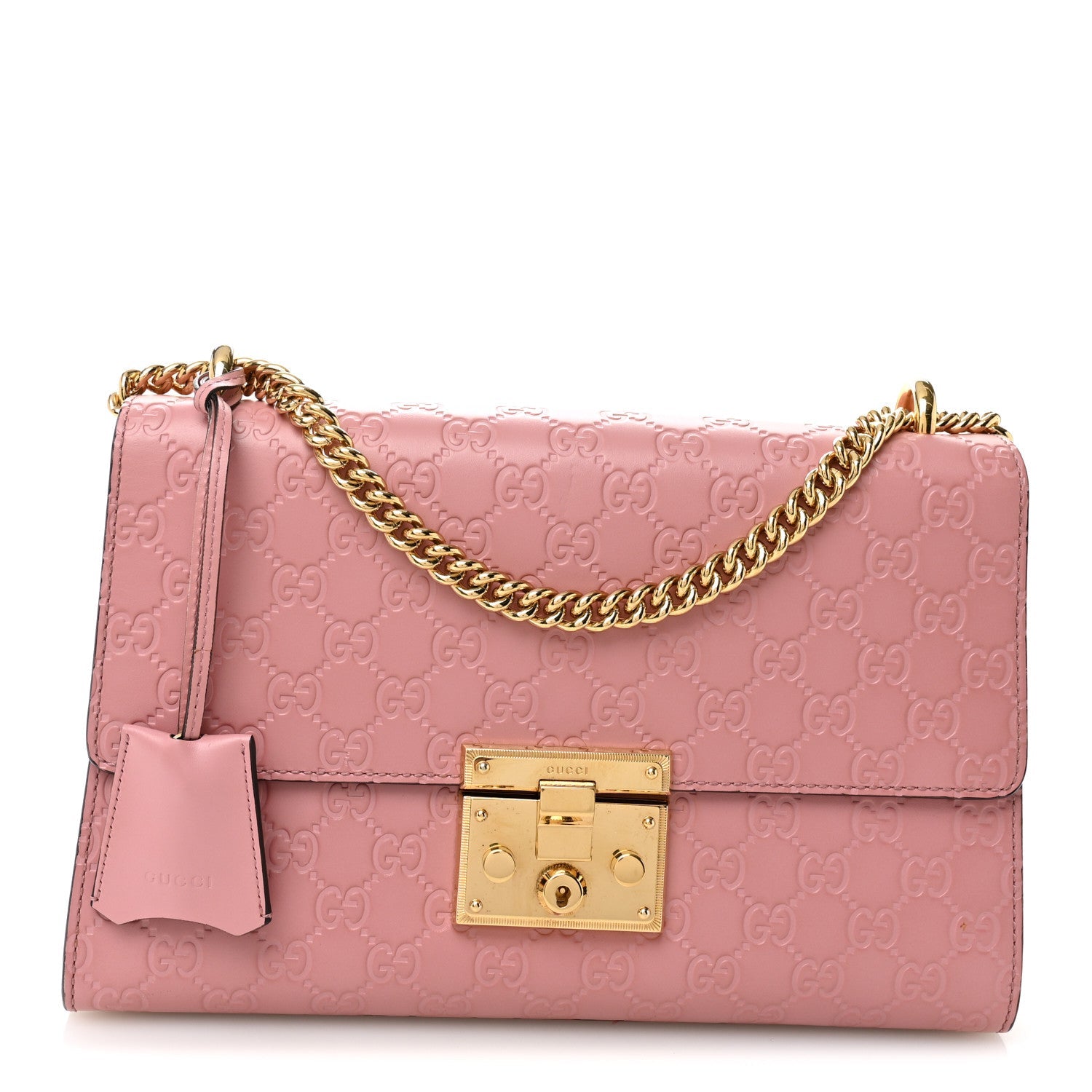 Guccissima Signature Medium Padlock Shoulder Bag Rose Baby Candy