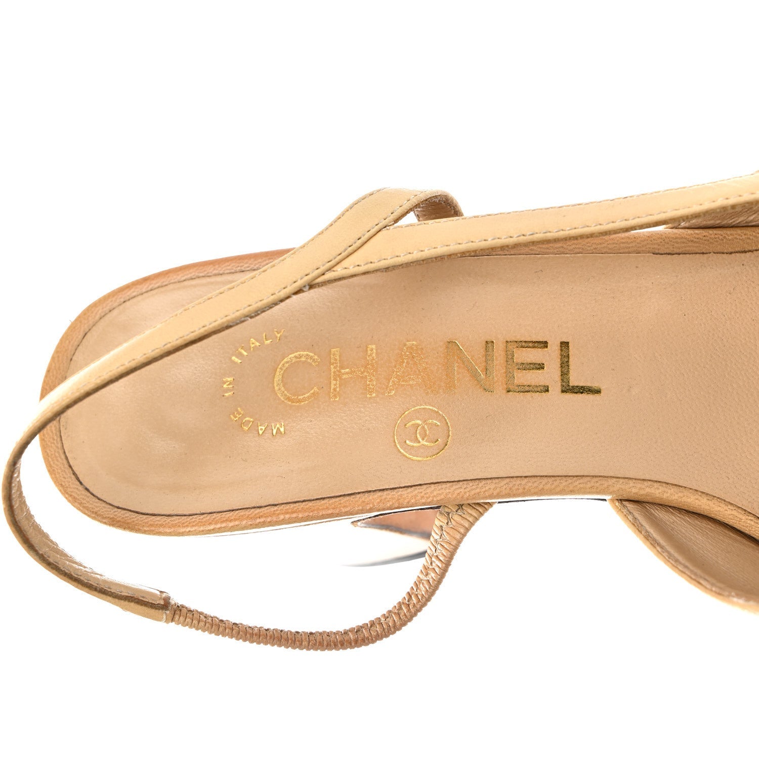 Goatskin Grosgrain Cap Toe CC Slingback Pumps 36 Beige Black