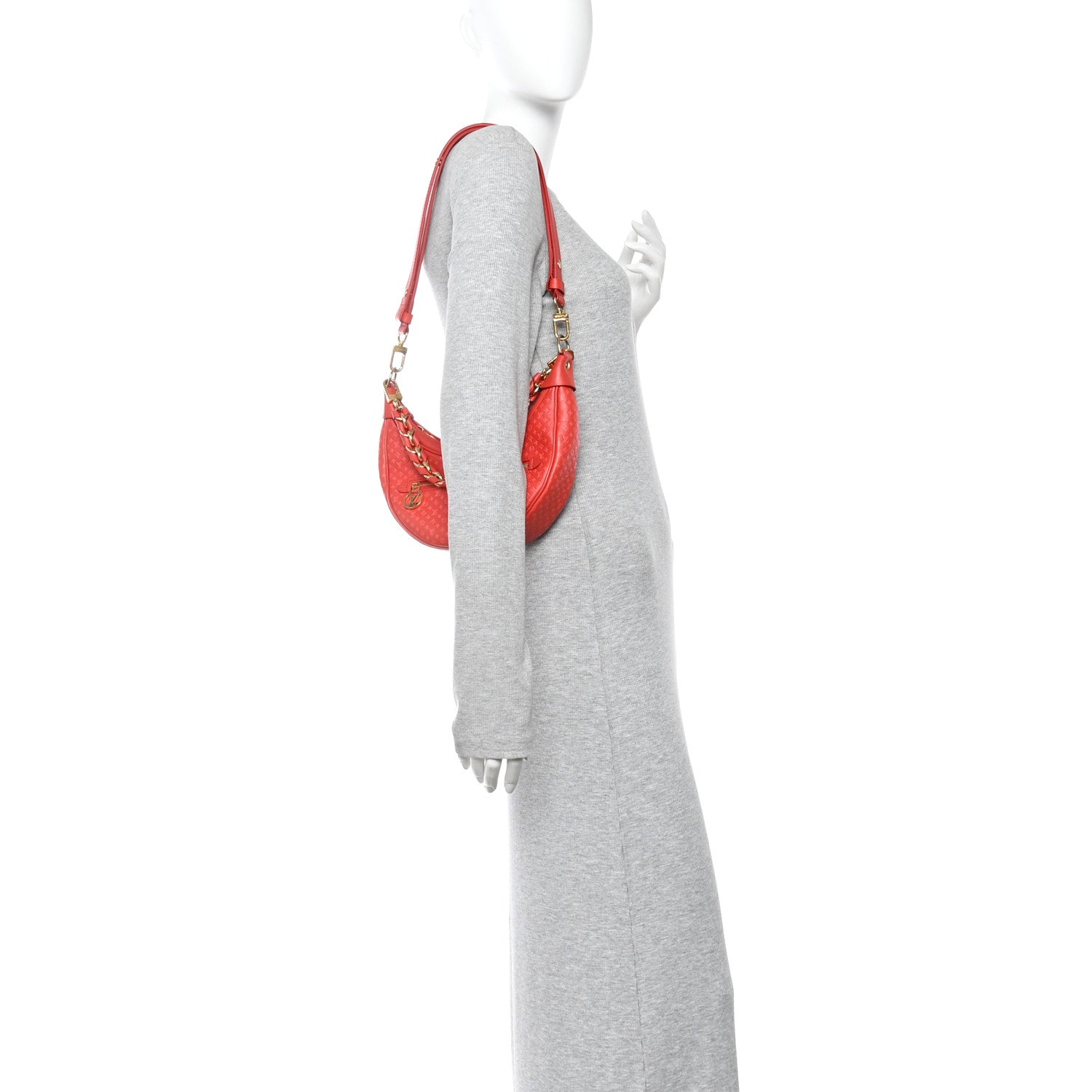 Calfskin Nanogram Embossed Loop PM Rouge