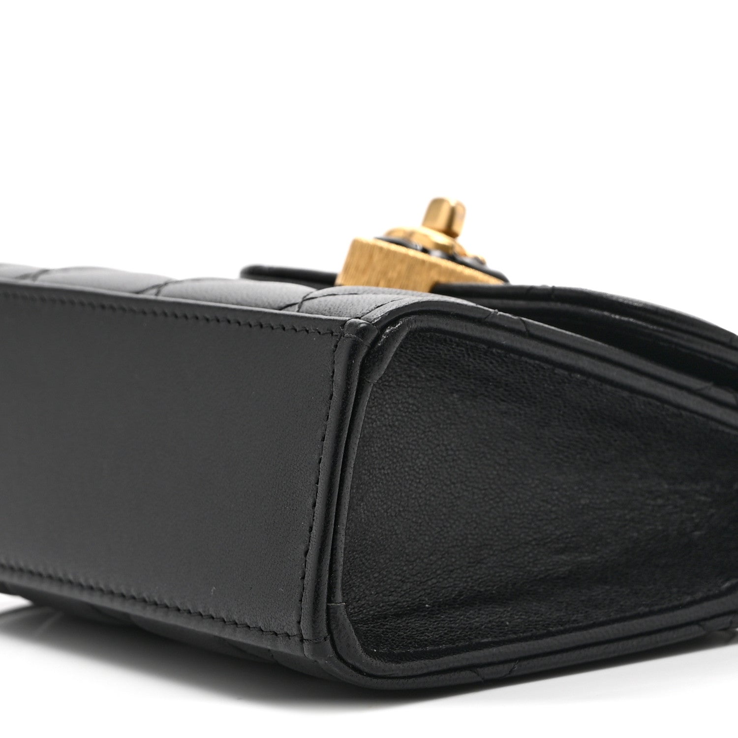 Lambskin Plexiglass Quilted Coco Love Clutch With Chain Black