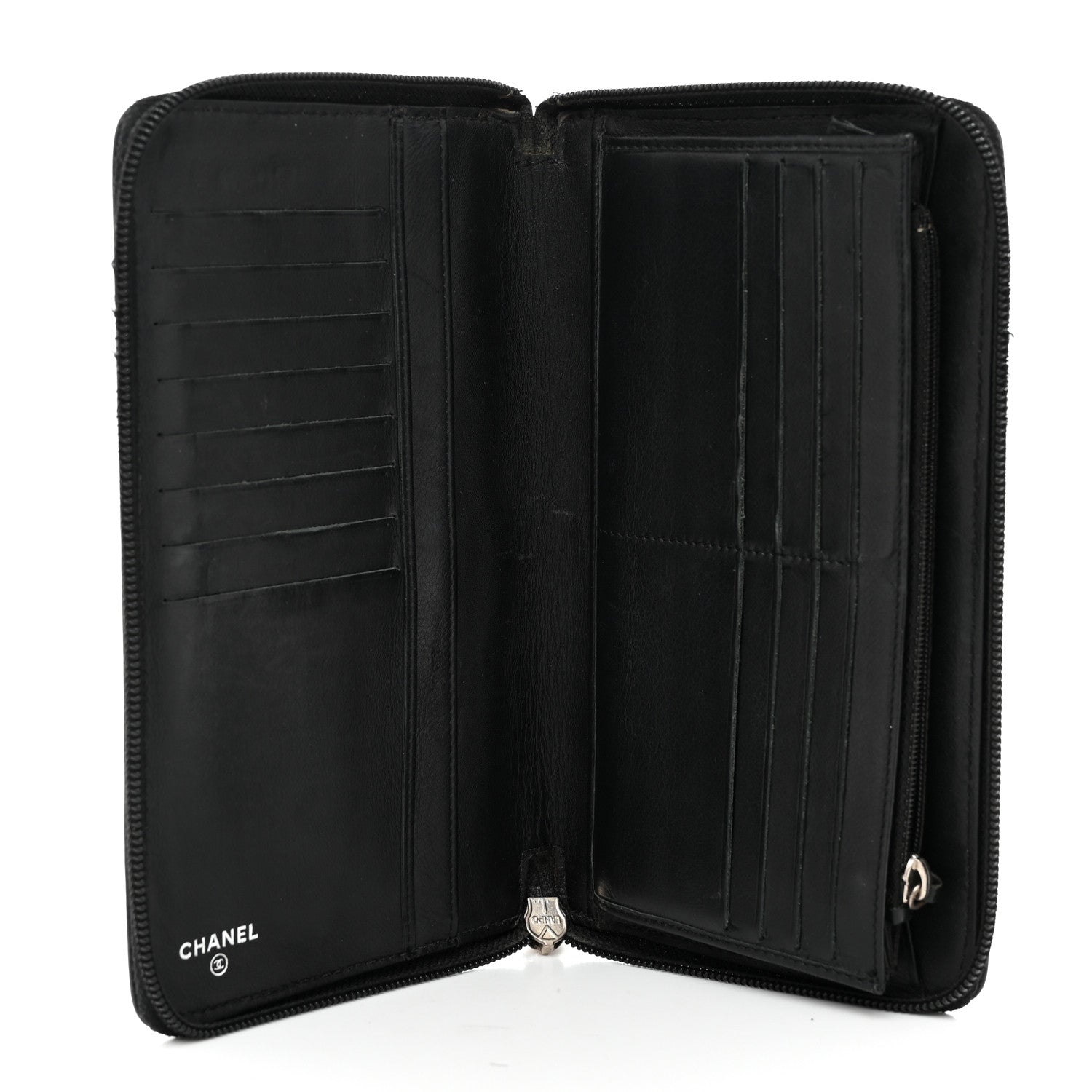 Caviar Large Timeless CC Zip Around Organizer Wallet Black