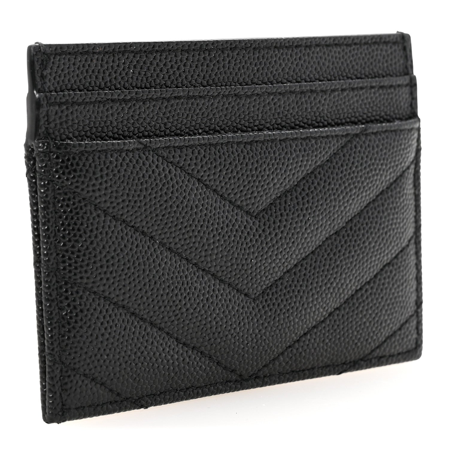 Grain De Poudre Matelasse Chevron Monogram Credit Card Case Black