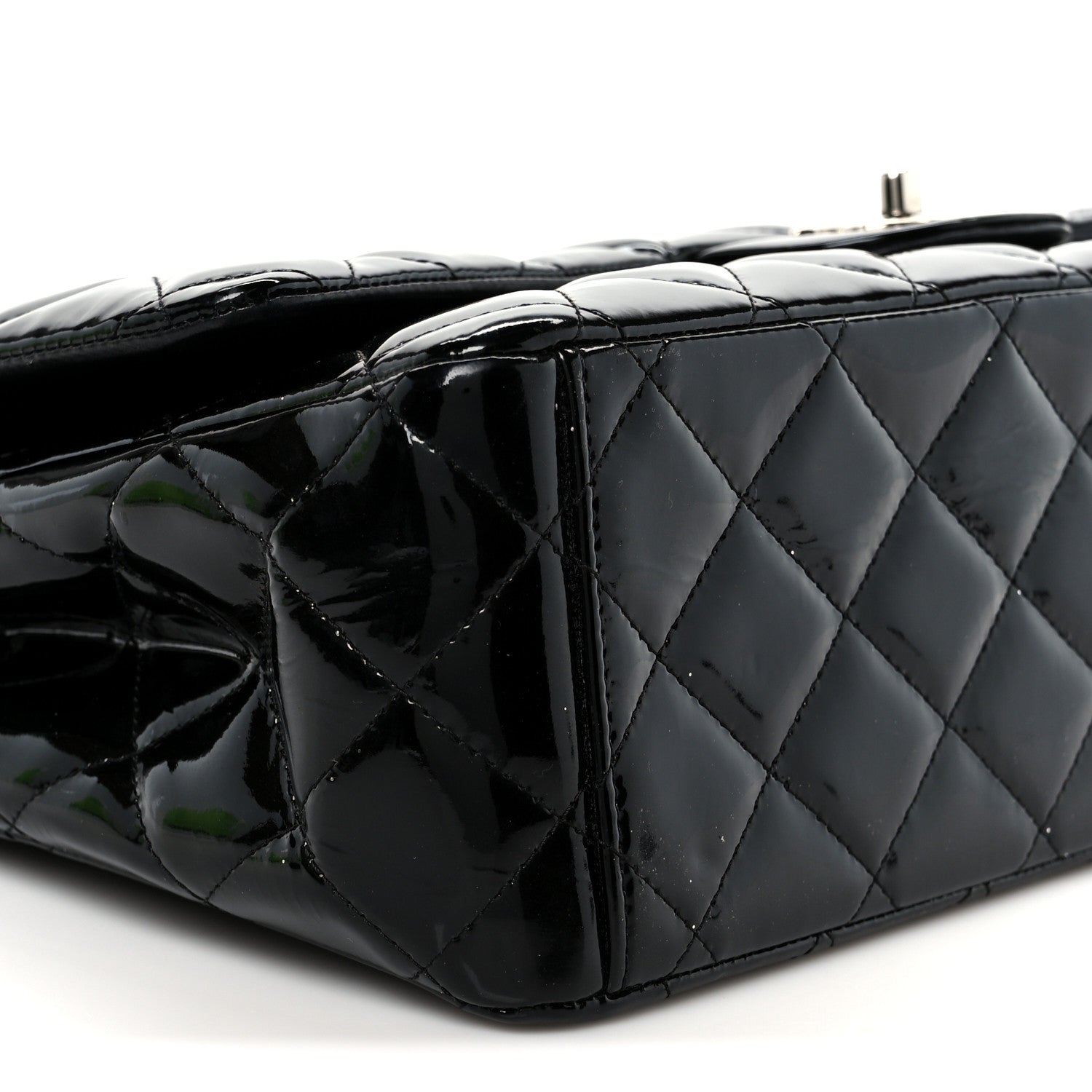 Patent Quilted Maxi Double Flap Black