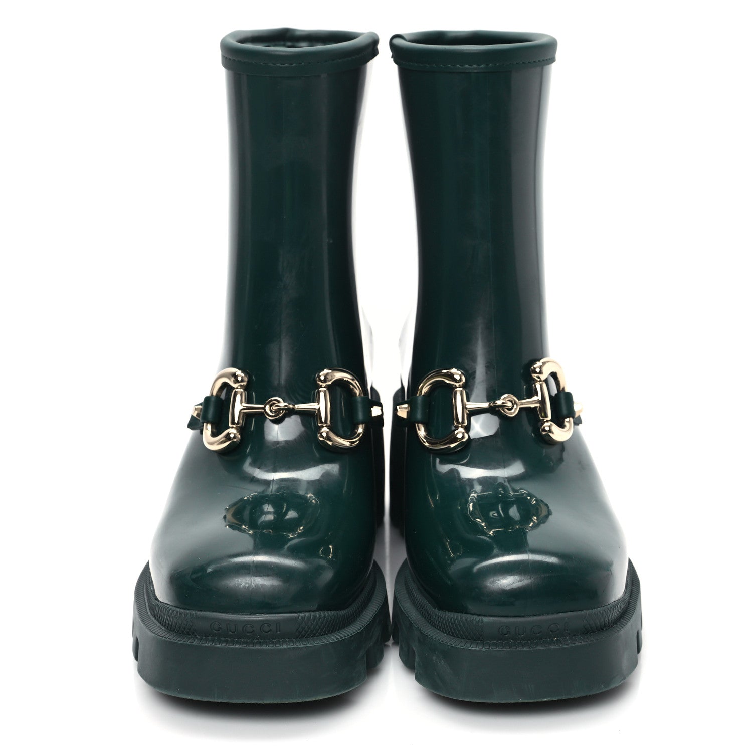 Rubber Womens Horsebit Ankle Boots 37 Vintage Green