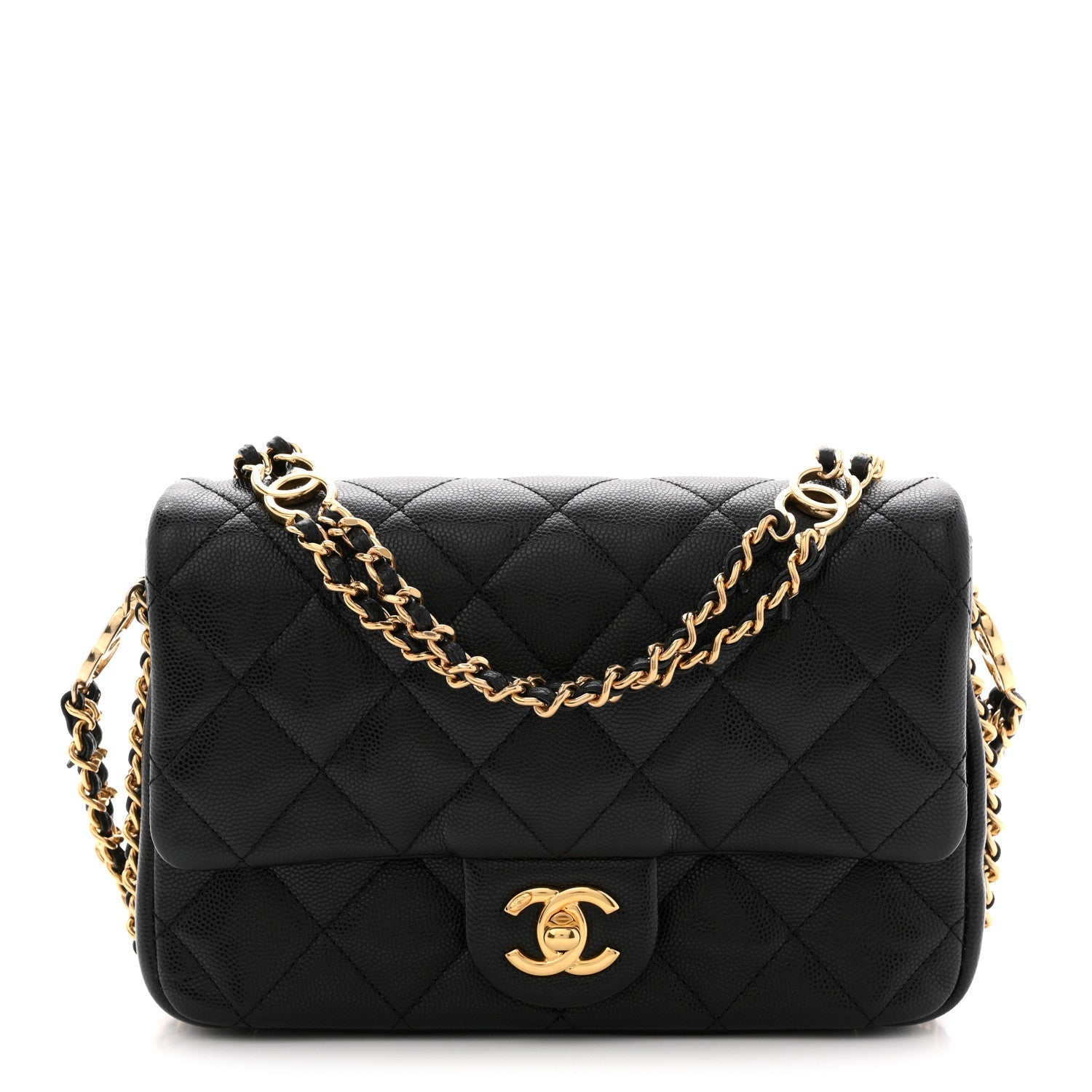 Caviar Quilted Mini CC You Flap Black