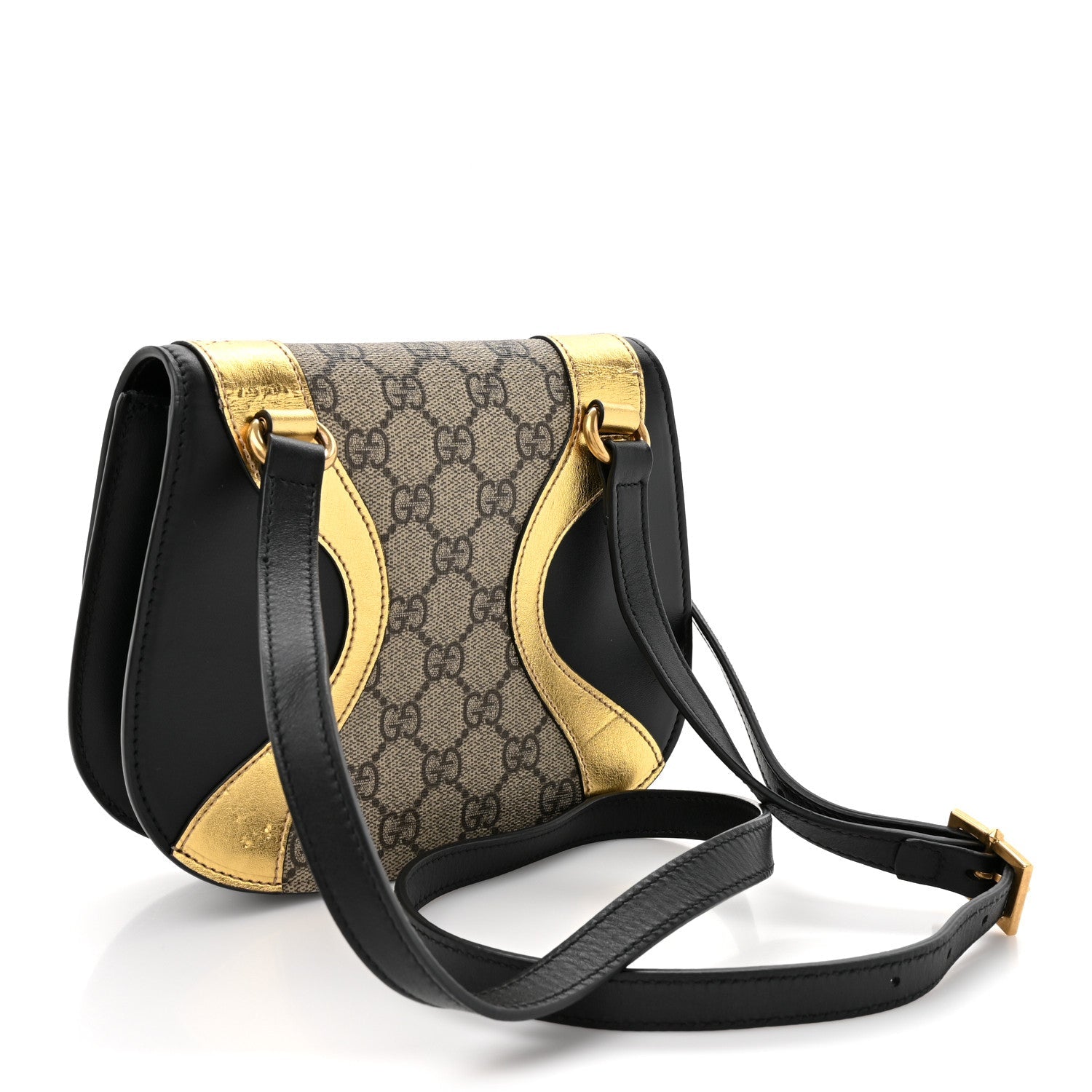 GG Supreme Monogram Small Osiride Shoulder Bag Black Gold