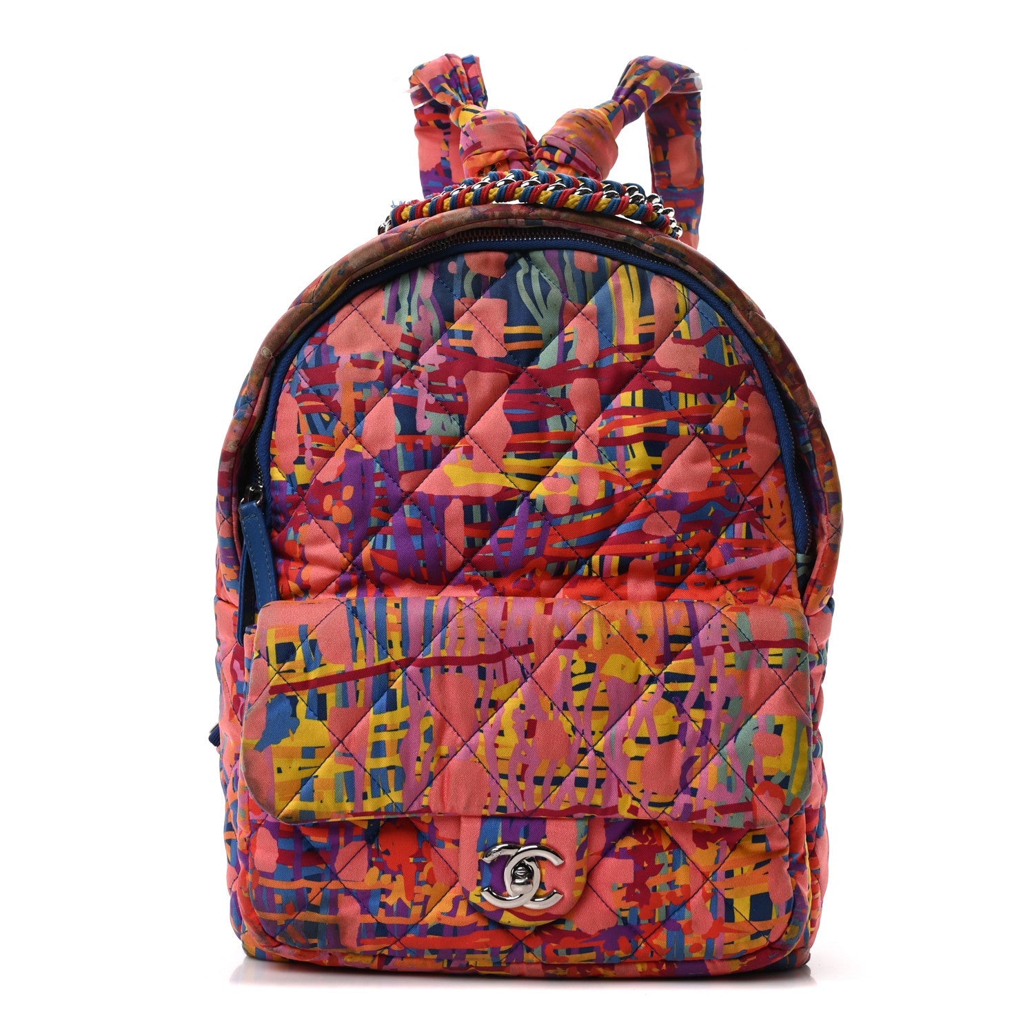 Foulard Fabric Quilted Printed Backpack Pink
