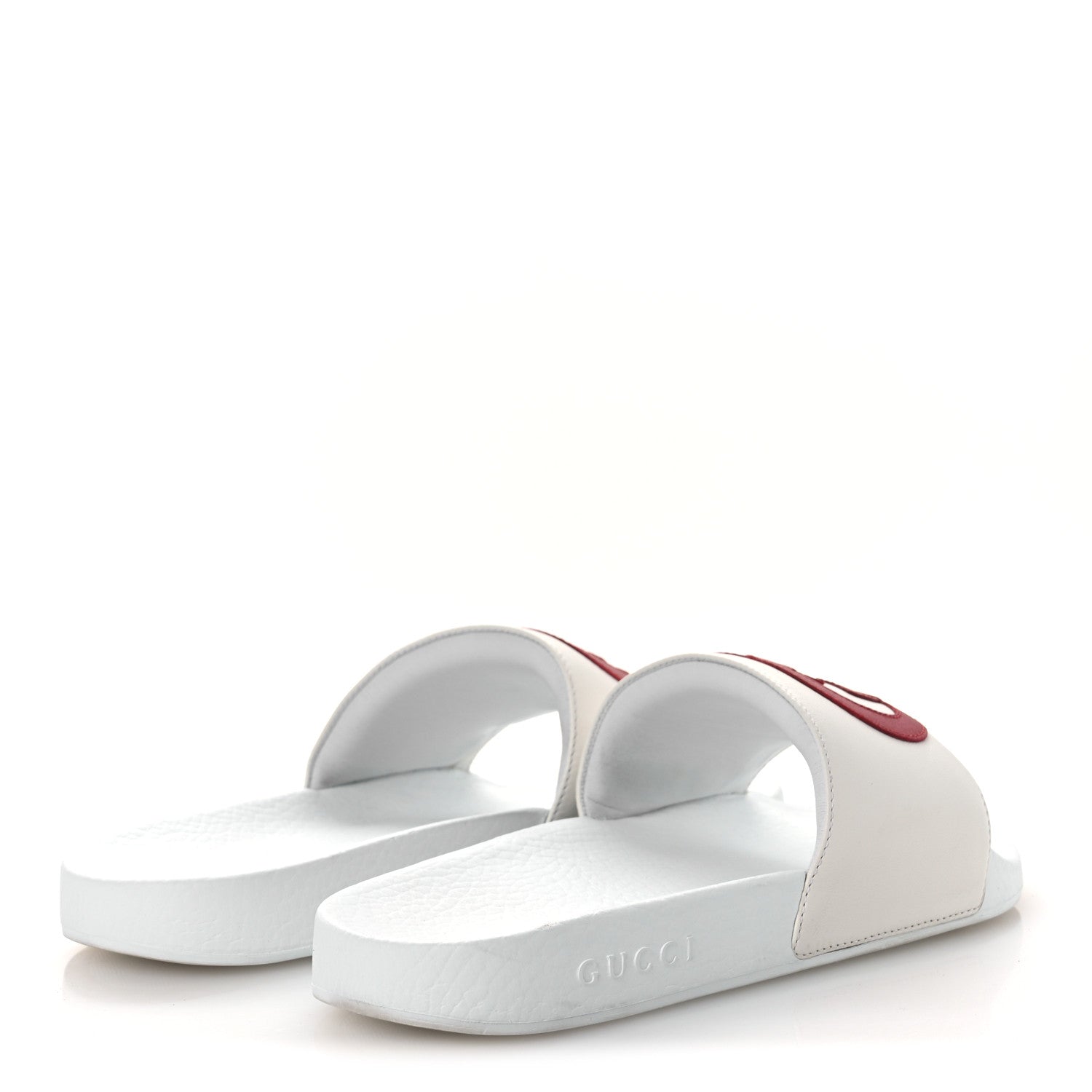 Nappa Miro Soft Calfskin Interlocking G Mens Slide Sandals 6 White Hibiscus Red