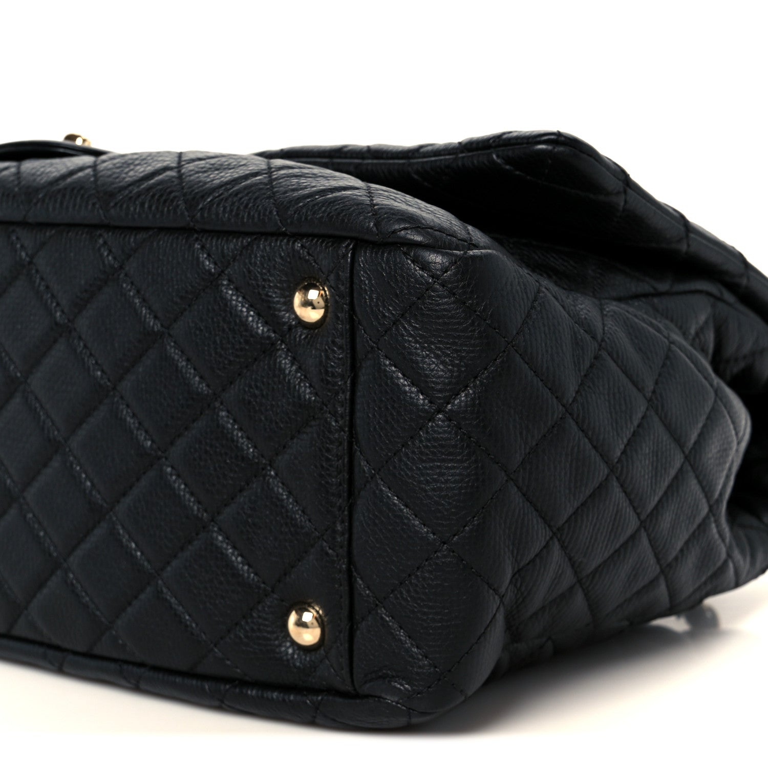 Calfskin Quilted XXL Travel Flap Bag Black