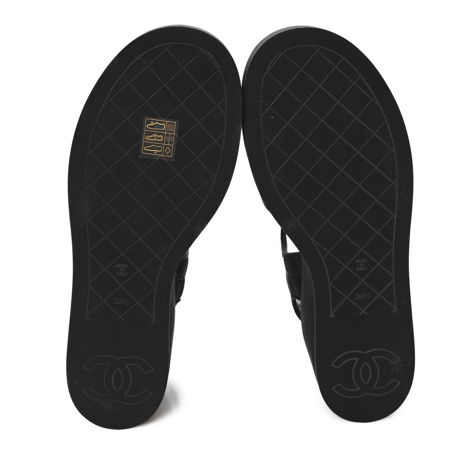 Grosgrain Quilted Crystal CC Platform Sandals 39.5 Black