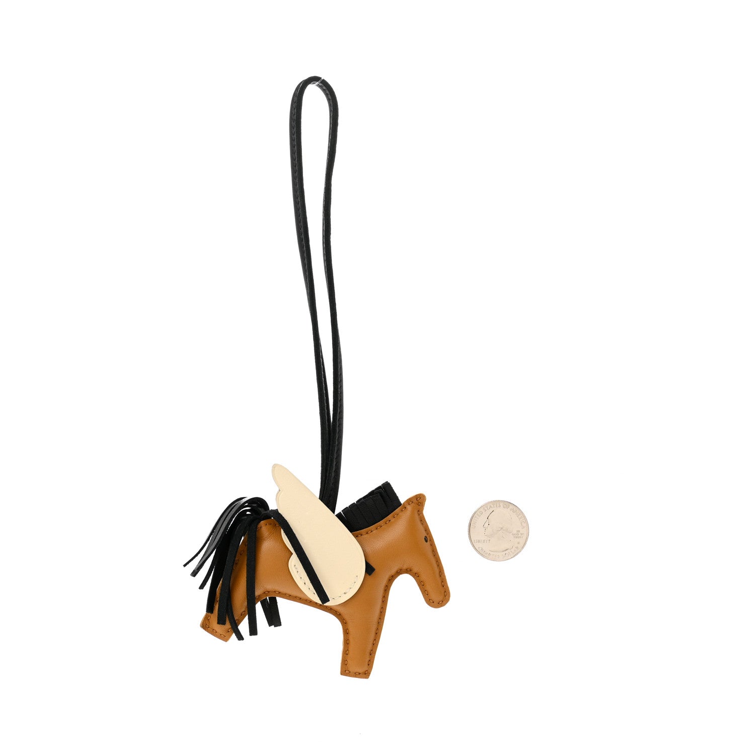 Milo Lambskin Grigri Rodeo Pegase Horse Bag Charm PM Sesame Black Nata