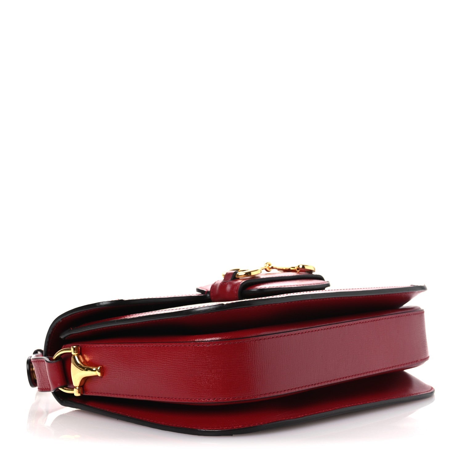 GG Supreme Monogram Azalea Calfskin Horsebit 1955 Shoulder Bag Beige Ebony New Cherry Red