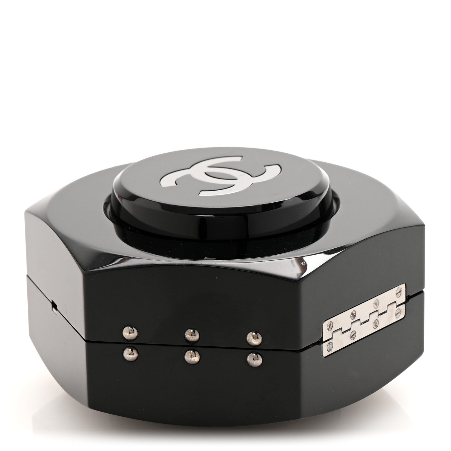 Plexiglass Octagon CC Minaudiere Clutch Black