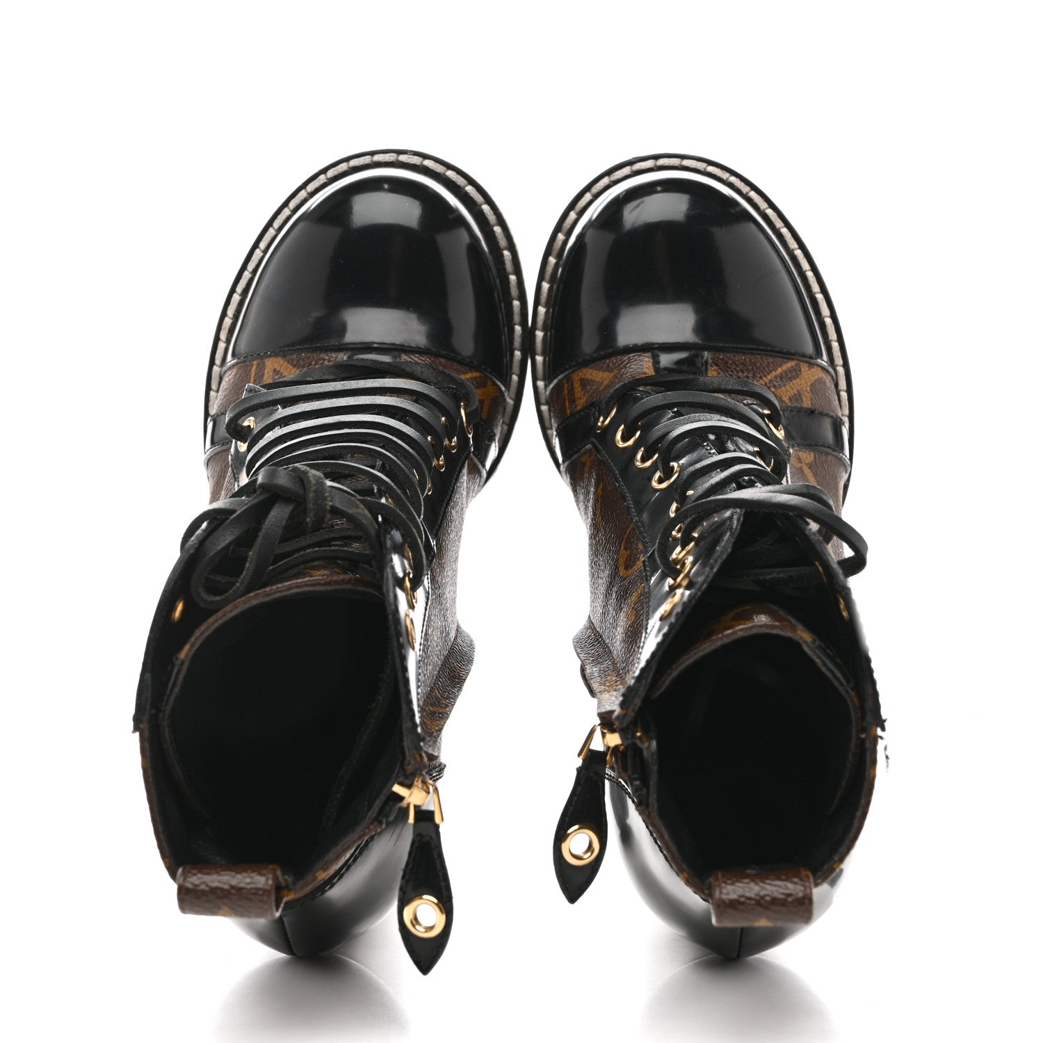 Patent Calfskin Monogram Star Trail Ankle Boots 36 Black