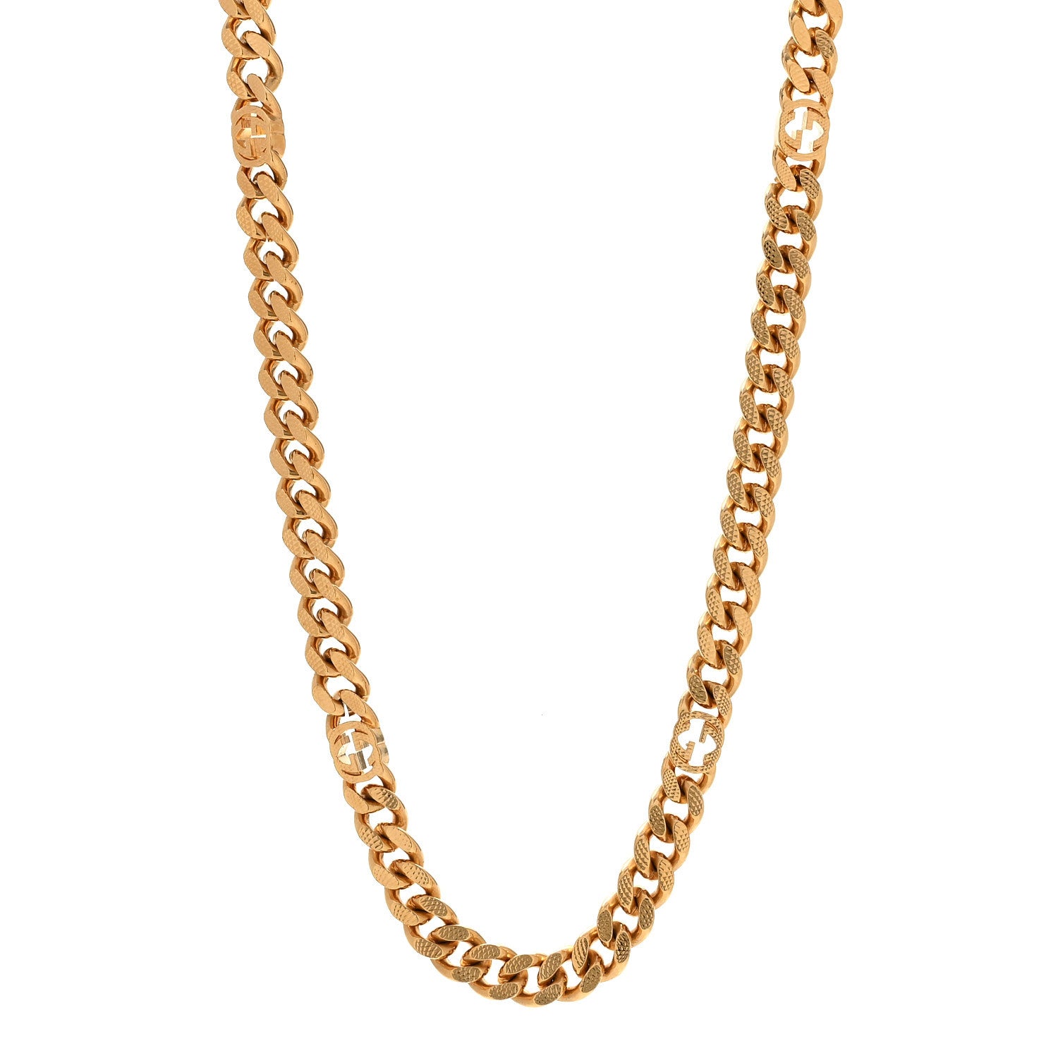 Metal Interlocking G Curb Chain Necklace Gold