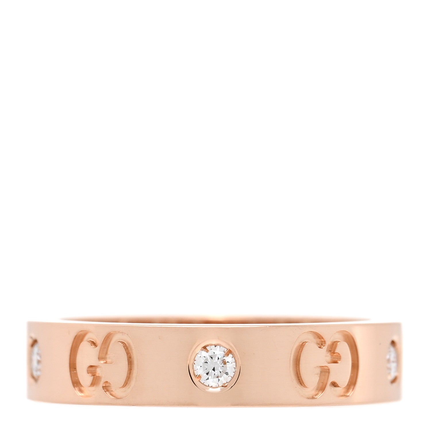 18K Rose Gold Diamond Icon Band Ring 49 4.75