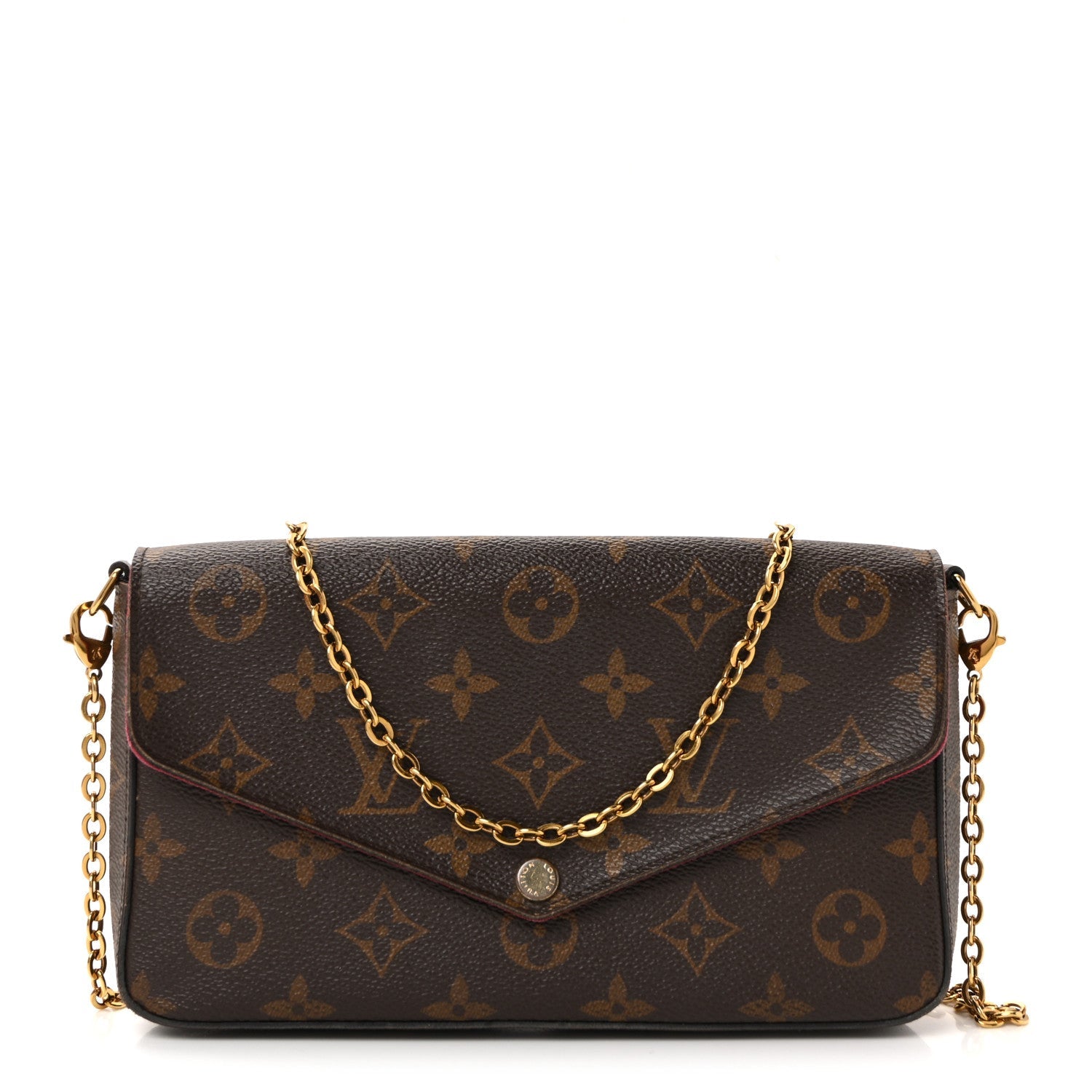 Monogram Pochette Felicie Chain Wallet Fuchsia