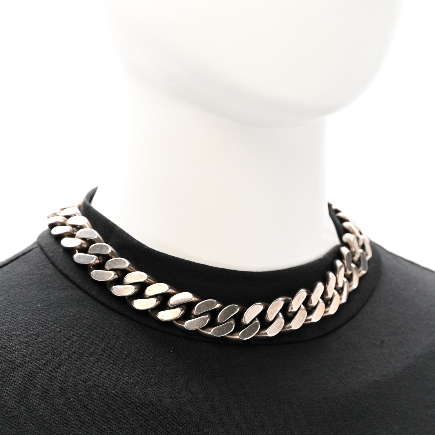 Metal Curb Chain Necklace Oxidized Silver