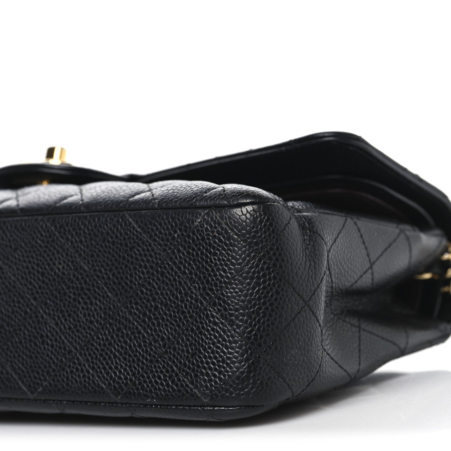Caviar Quilted Medium Double Flap Black
