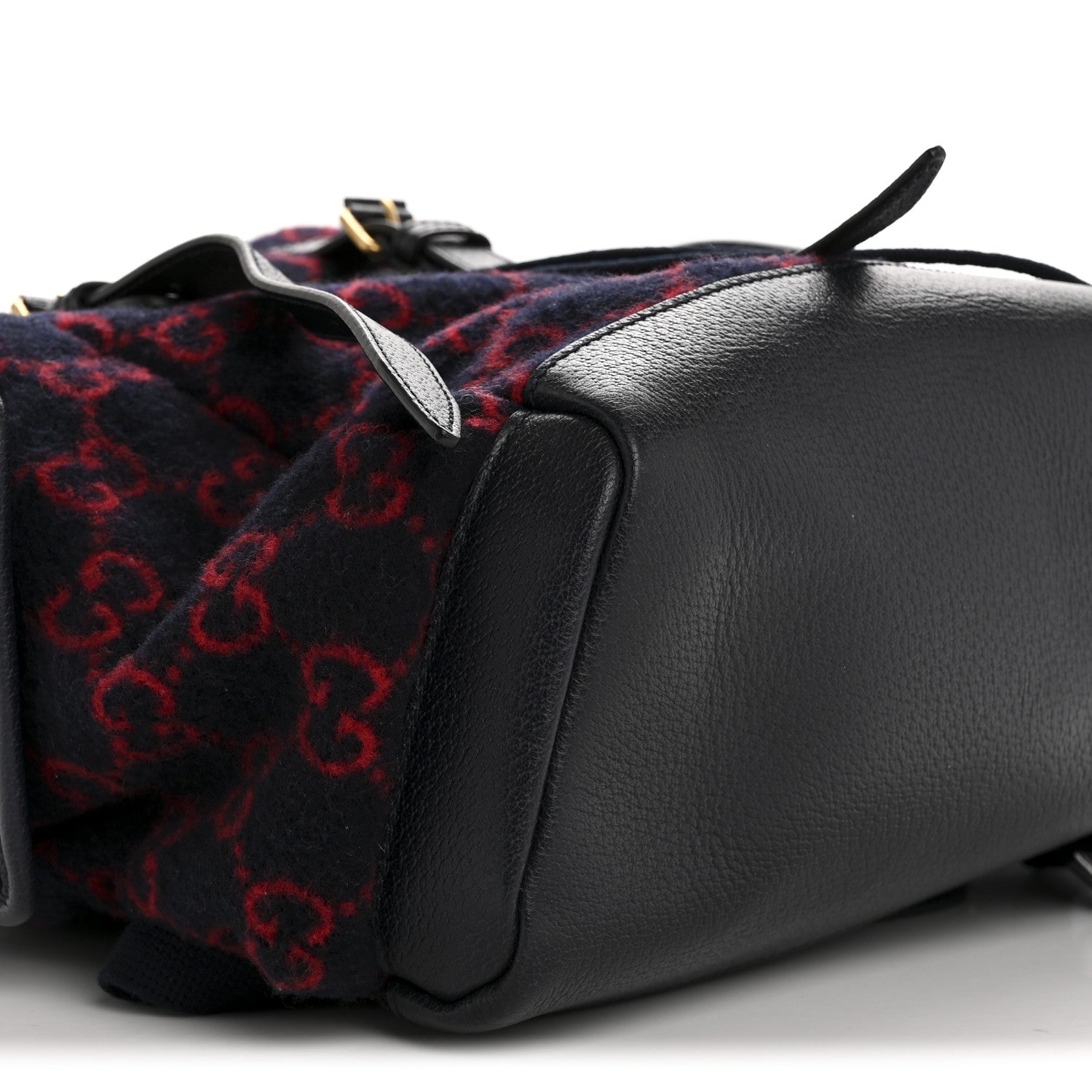 Covered Wool GG Monogram Small Double Buckle Backpack Navy Red