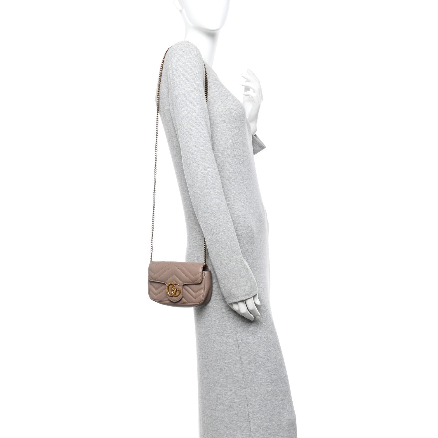 Calfskin Matelasse Super Mini GG Marmont Shoulder Bag Porcelain Rose