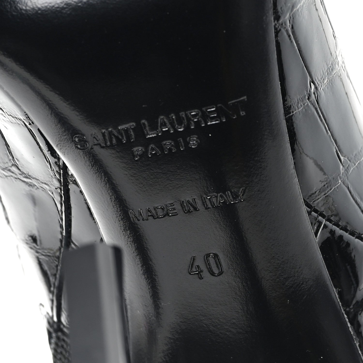 Alligator Embossed Patent Calfskin Opyum 110 Ankle Boots 40 Black