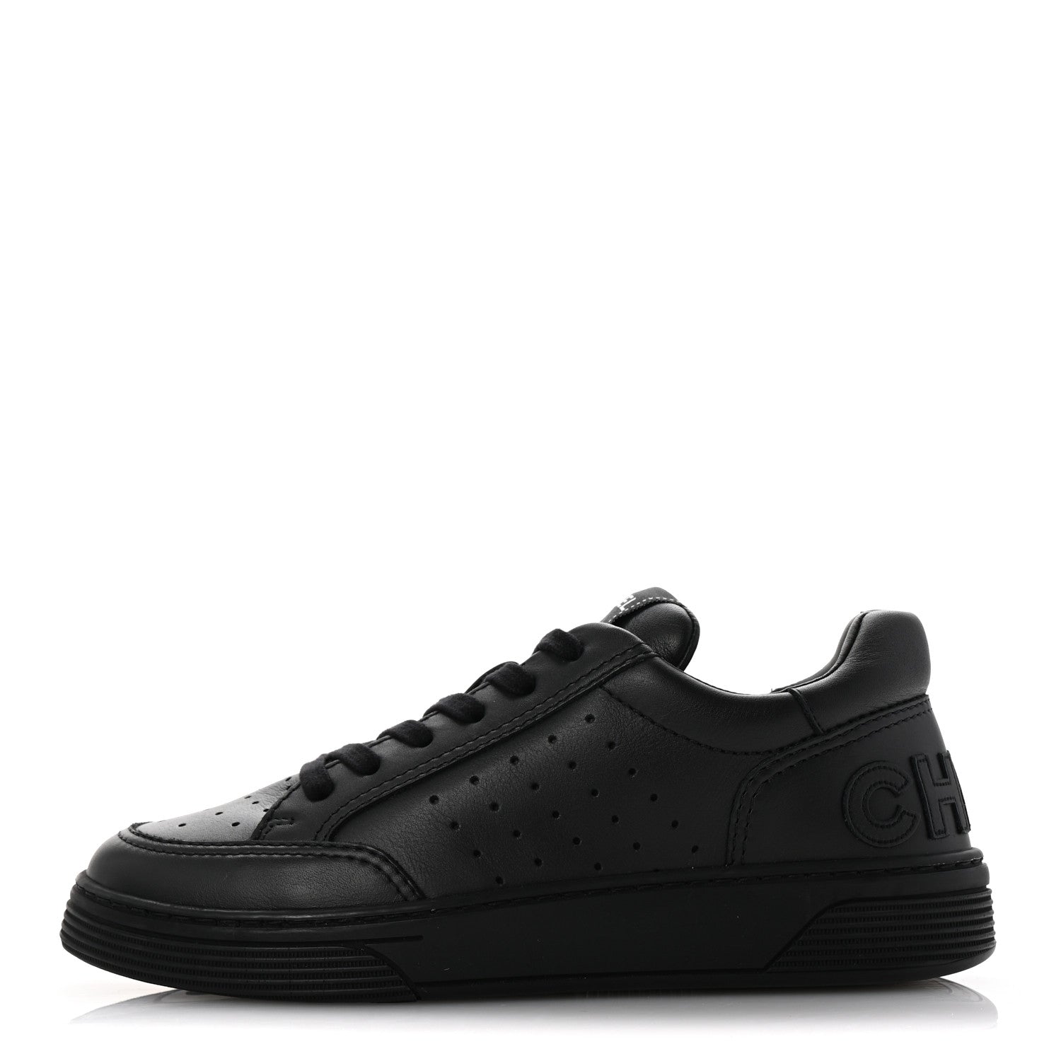 Calfskin Womens Logo Sneakers 38.5 Black