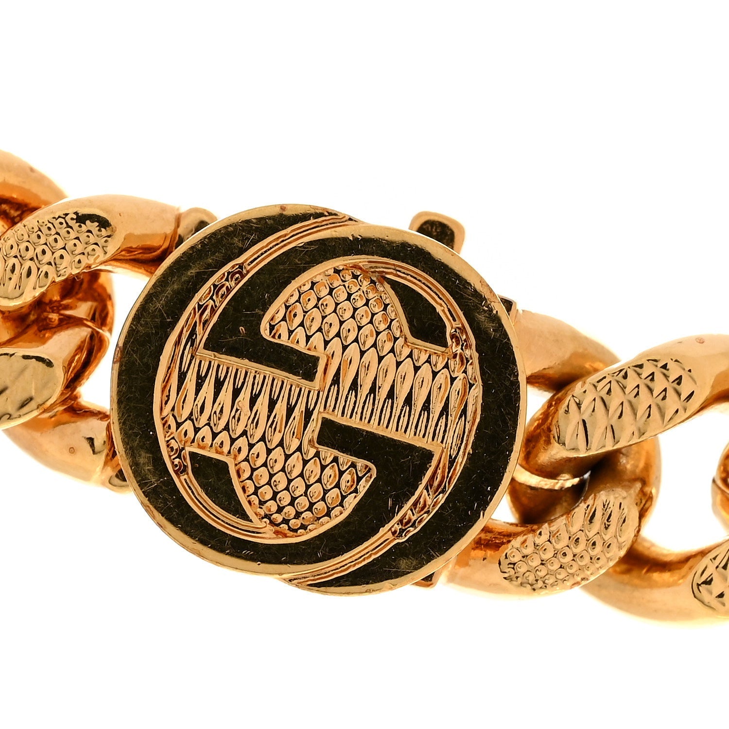 Metal Interlocking G Curb Chain Necklace Gold
