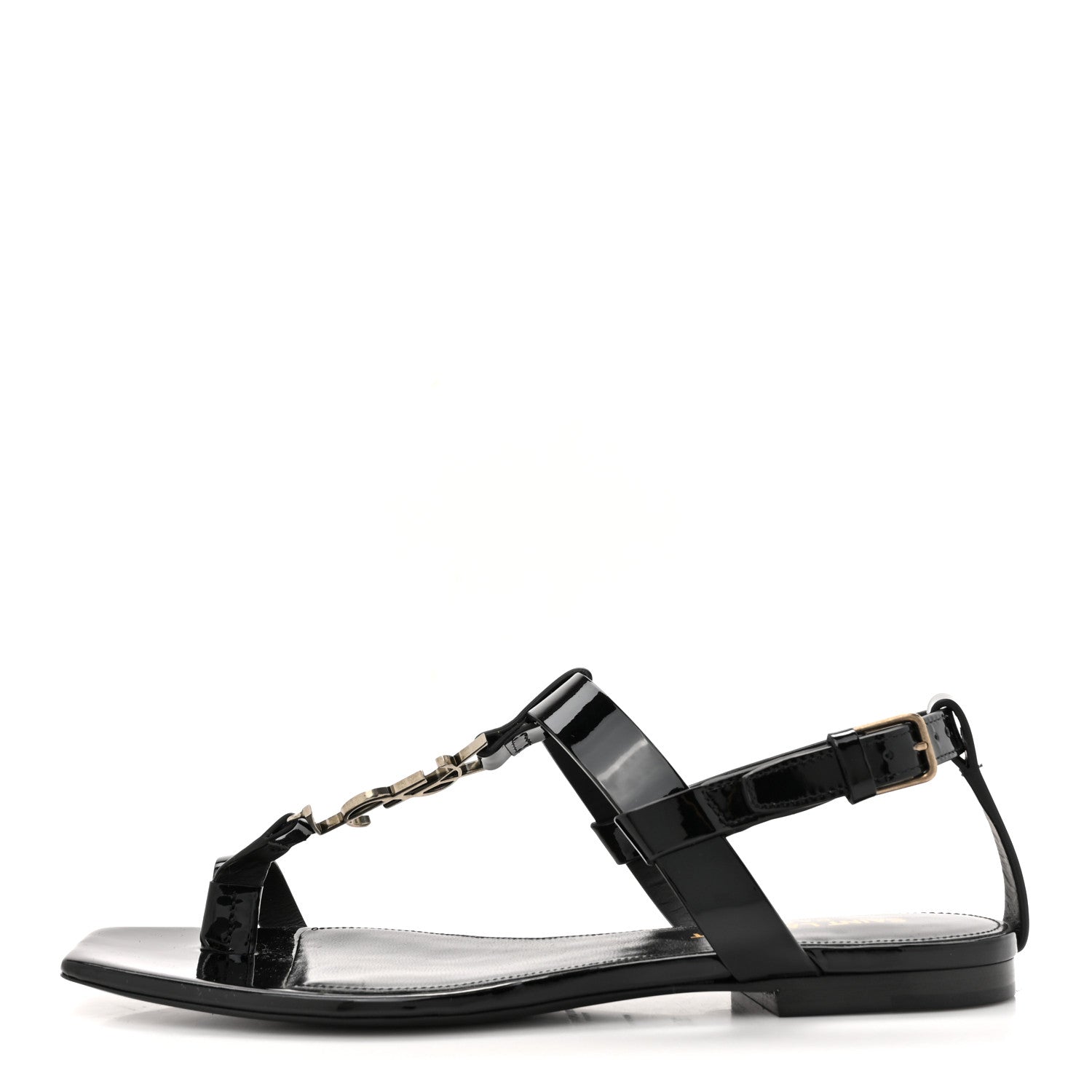 Vitello Vernice Soft Cassandra 05 Monogram Sandals 35.5 Black