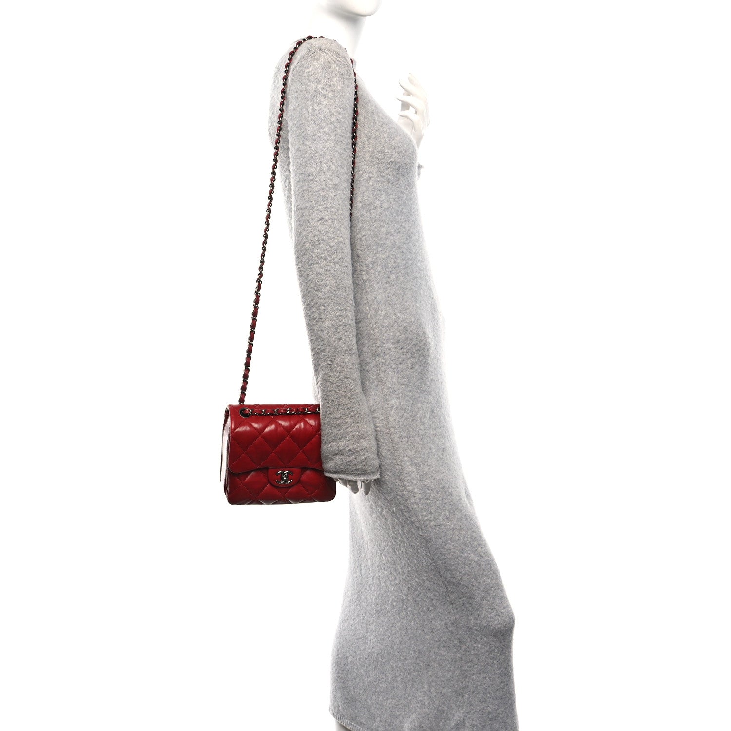 Lambskin Quilted Mini Chanel 3 Flap Red